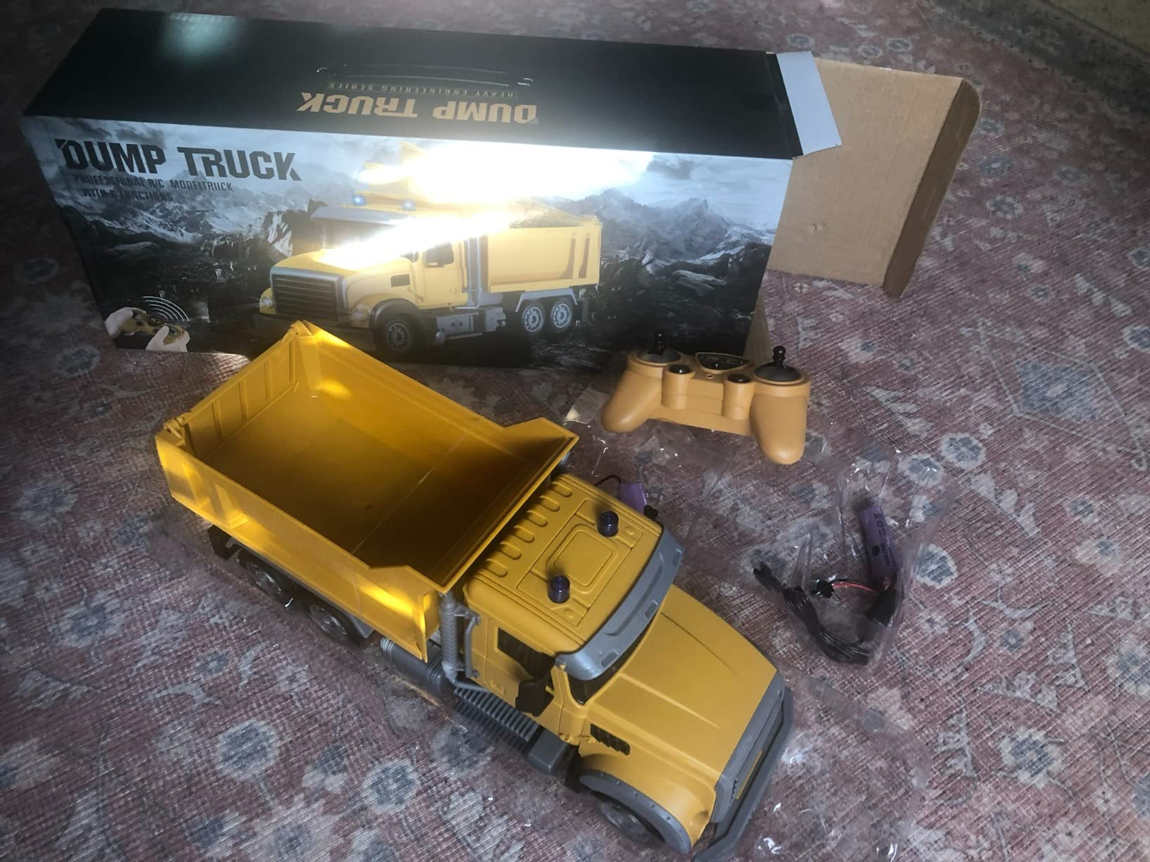 RC Dump Truck Toy for Kids - 6 Channel Remote Control Dump Truck with LED Lights, RC Construction Vehicle Truck Toys with 2 Rechargeable Batteries, Gifts Ideas for 3-8 Years Old Boys and Girls customer photo 2
