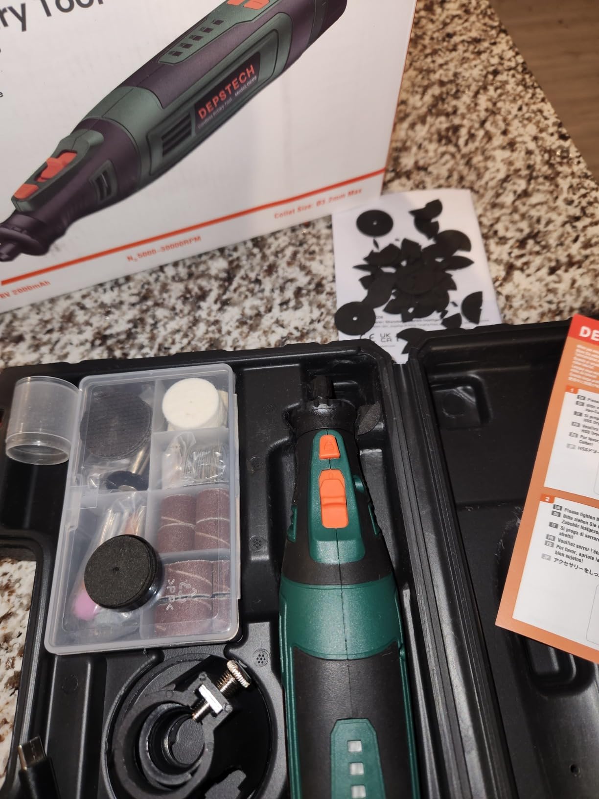 DEPSTECH Cordless Rotary Tool Kit, 8V 2.0Ah Rechargeable Battery, 30000RPM | 127Pcs Accessories, 5 Variable Speed Power Carving Tools, Shield Attachment, for Sanding Polishing Drilling Cutting DIY Craft customer photo 1