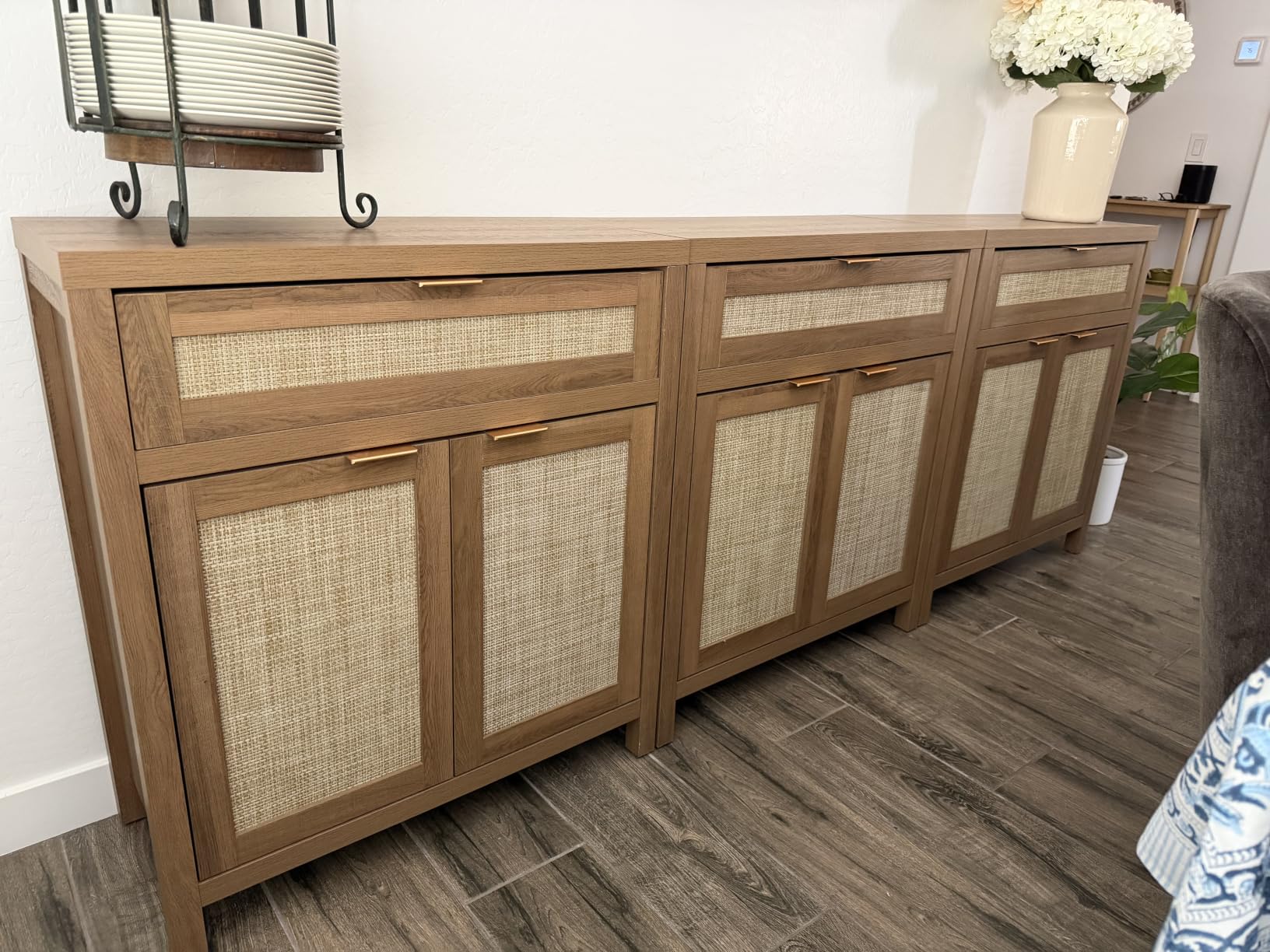 SICOTAS Buffet Cabinet Sideboard with Storage, Rattan Accent Cabinet | 2 Doors, a Drawer, Boho Credenzas Farmhouse Buffet Table Console Coffee Bar Cabinets for Entryway Living Room, Natural Oak customer photo 2