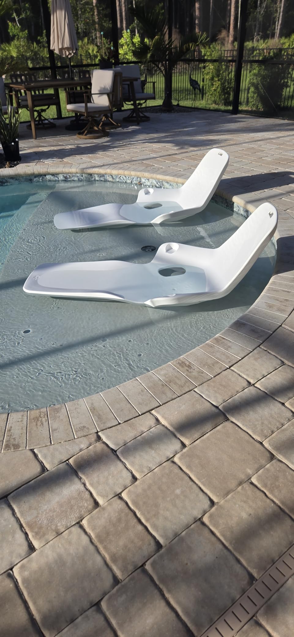 Tenjam Shayz in Pool Lounge Chairs for Sun Shelf Set of Two, Pool Chairs and Lounger for in Pool Tanning Ledge with Custom Designed Risers That Support up to 17