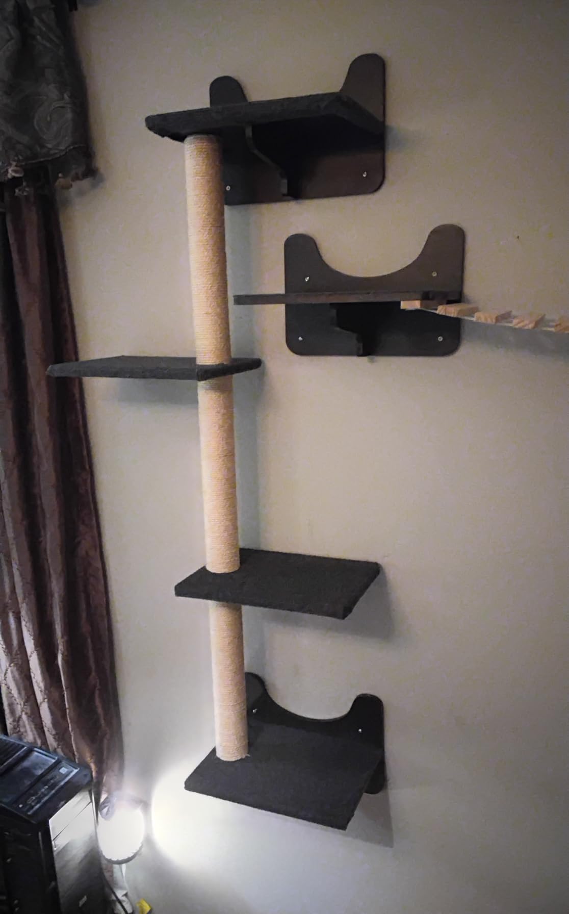 NOVGOBHOT Cat Wall Shelves for Large Cats - 9-Piece Wooden Wall-Mounted Cat Shelves Set, Kitty Climbing System with Perches, Scratching Post & Condo House customer photo 2