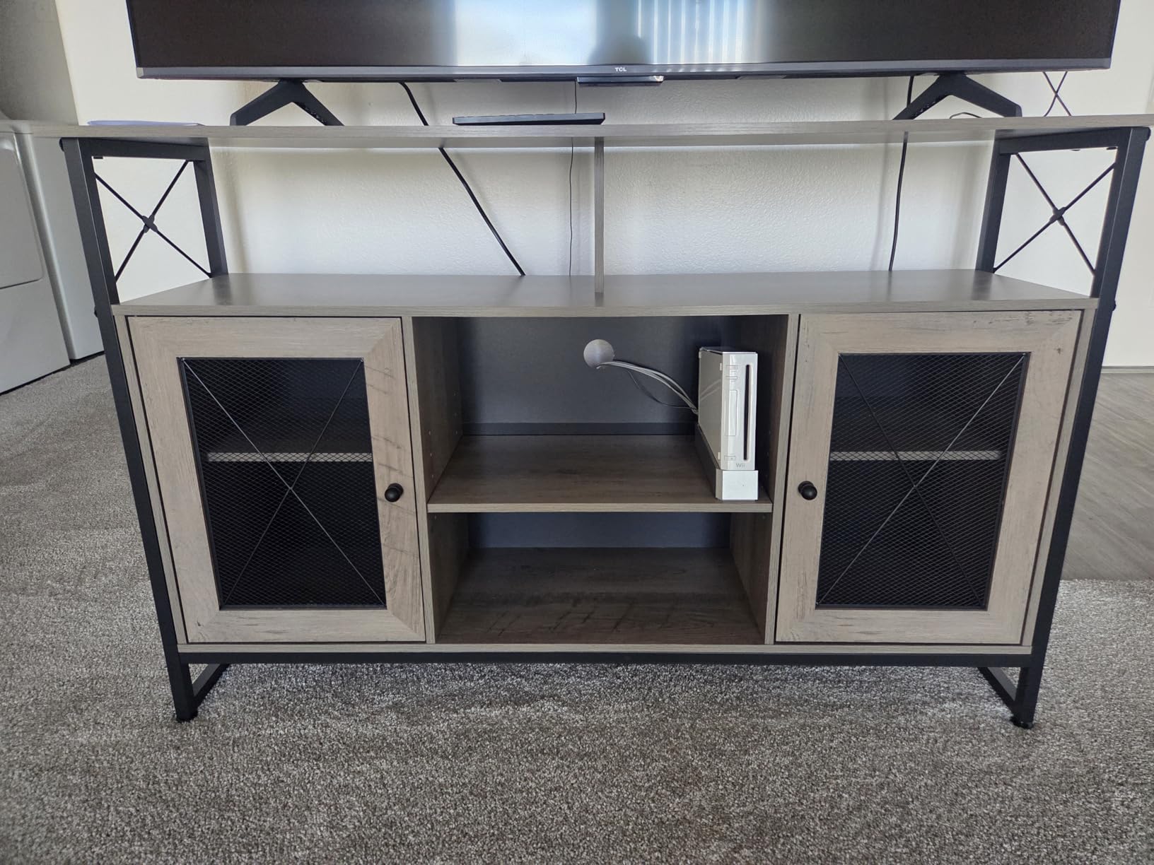 WLIVE TV Stand 55 inch TV, Tall Entertainment Center with Storage, Farmhouse Industrial TV Console for Bedroom Living Room, Rustic Brown customer photo 1