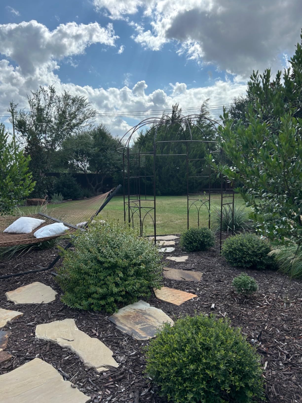 HAPPYGRILL 8.4 FT Birdcage Shape Garden Arbor with Trellis | Heavy Duty Metal Garden Gazebo Pergola for Wedding Party Lawn, Outdoor Garden Arch Trellis Pavilion for Climbing Plants customer photo 1