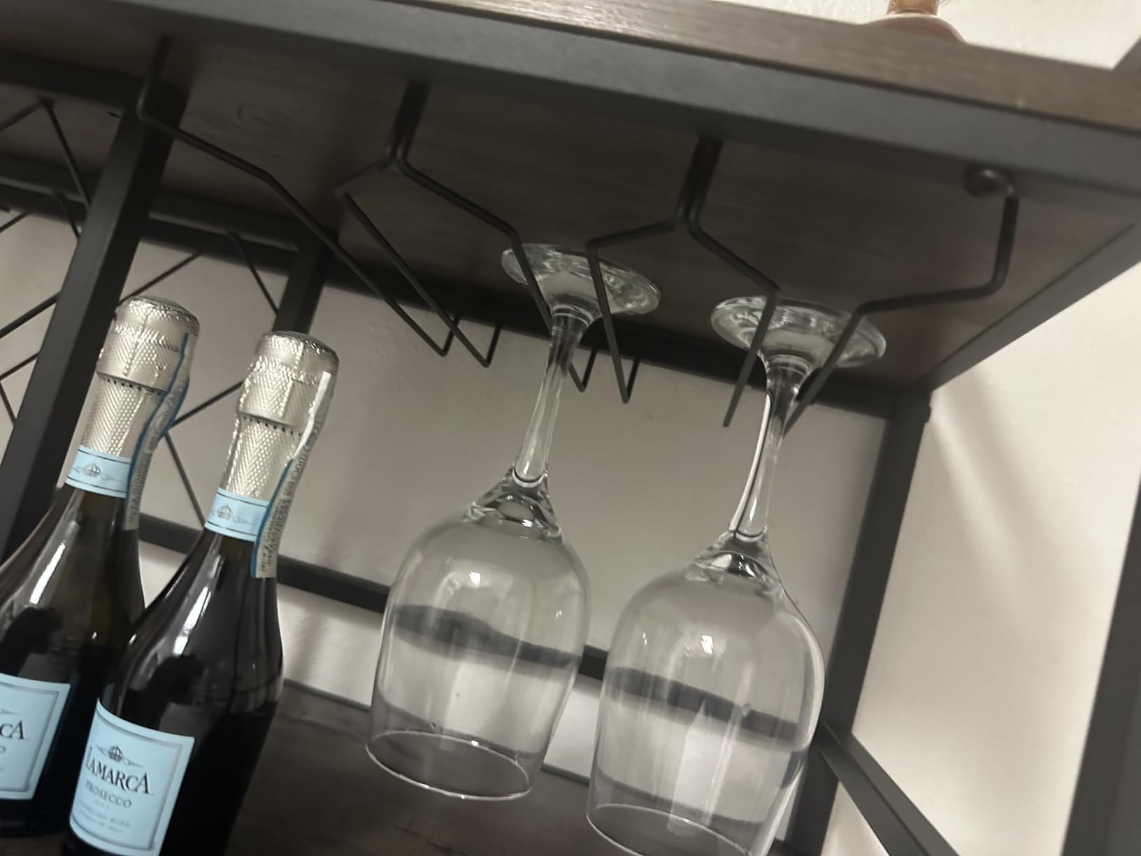 FATORRI Bar Cart for The Home, Rolling Wine Carts on Wheels with 3 Tier Wood Shelves, Liquor Beverage Cart with Wine Rack and Glass Holder (Rustic Oak) customer photo 2