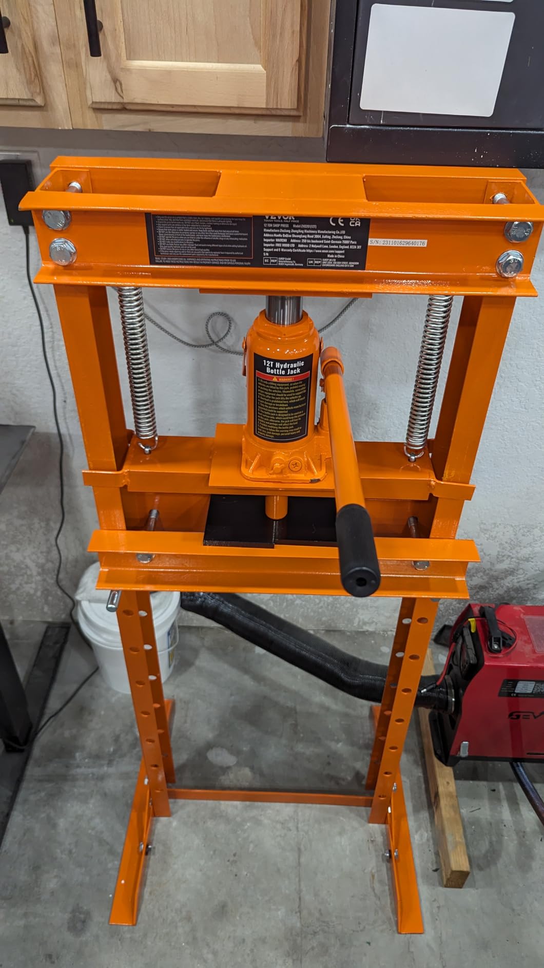 VEVOR Hydraulic 12 Ton H-Frame Garage Floor Adjustable Shop Press | Heavy-Duty Steel, with Movable Plates for Bending, Straightening, and Stamping, 1.6