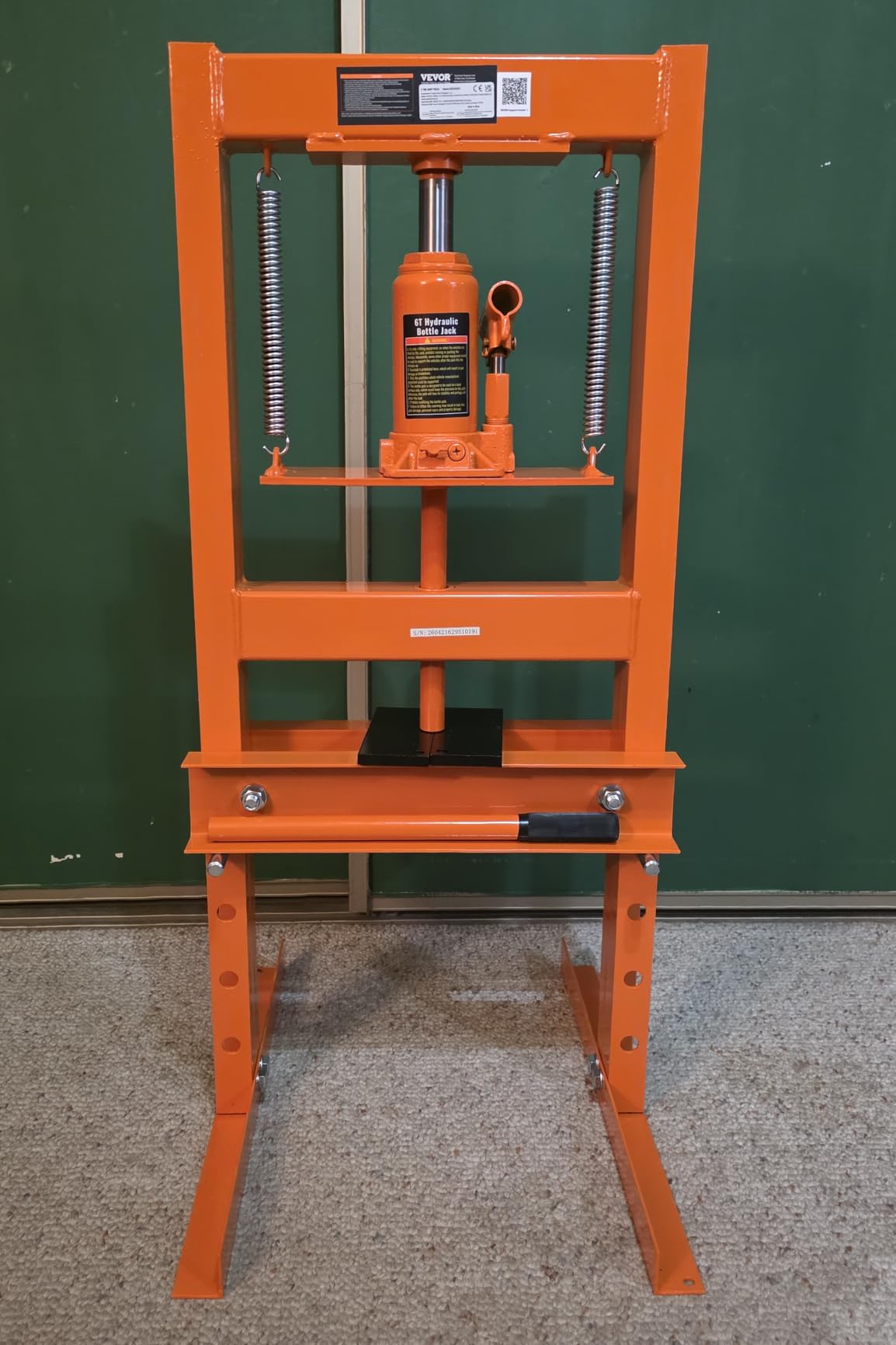 VEVOR Hydraulic 6 Ton H-Frame Garage Floor Adjustable Shop Press | Heavy-Duty Steel, with Movable Plates for Bending, Straightening, and Stamping, 2.2