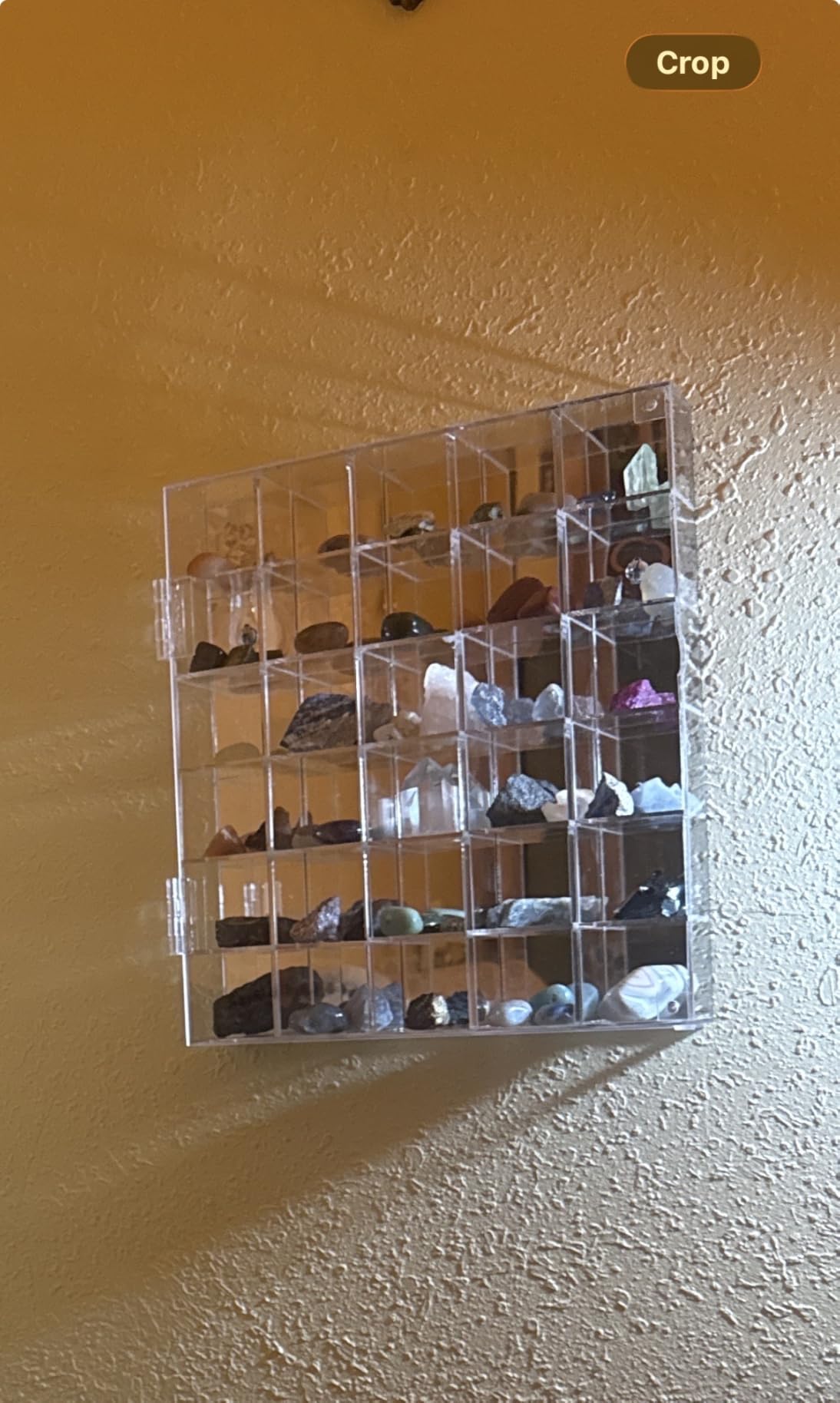 Adjustable Rock Display Case Clear Acrylic Collection Box with Mirrored Arrowhead Stones Storage Display Case Mineral Crystal Collectibles Holder Organizer Showcase Shelves with Lid customer photo 1