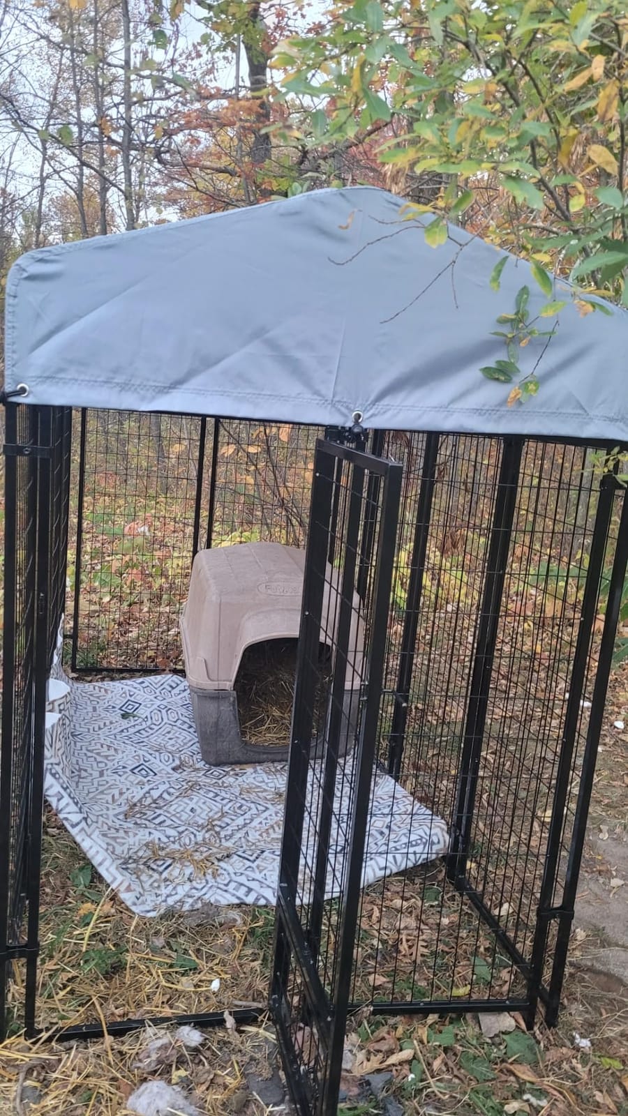 LEMBERI 8x4x6FT Outdoor Dog Kennel for Large Dogs Heavy Duty Escape-proof galvanized steel dog run with double-latch gate reflective silver waterproof roof 2 stainless steel bowls customer photo 1