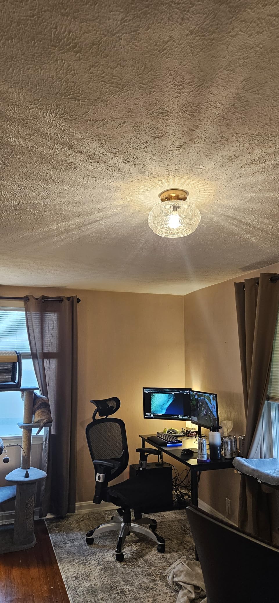 Globe Glass Semi Flush Mount Ceiling Light Fixture, Vintage Gold, Beautiful Light Shadow, Easy to Install, Bright Ambiance, Modern Lighting for Hallway Entryway Kitchen Bathroom Bedroom customer photo 1