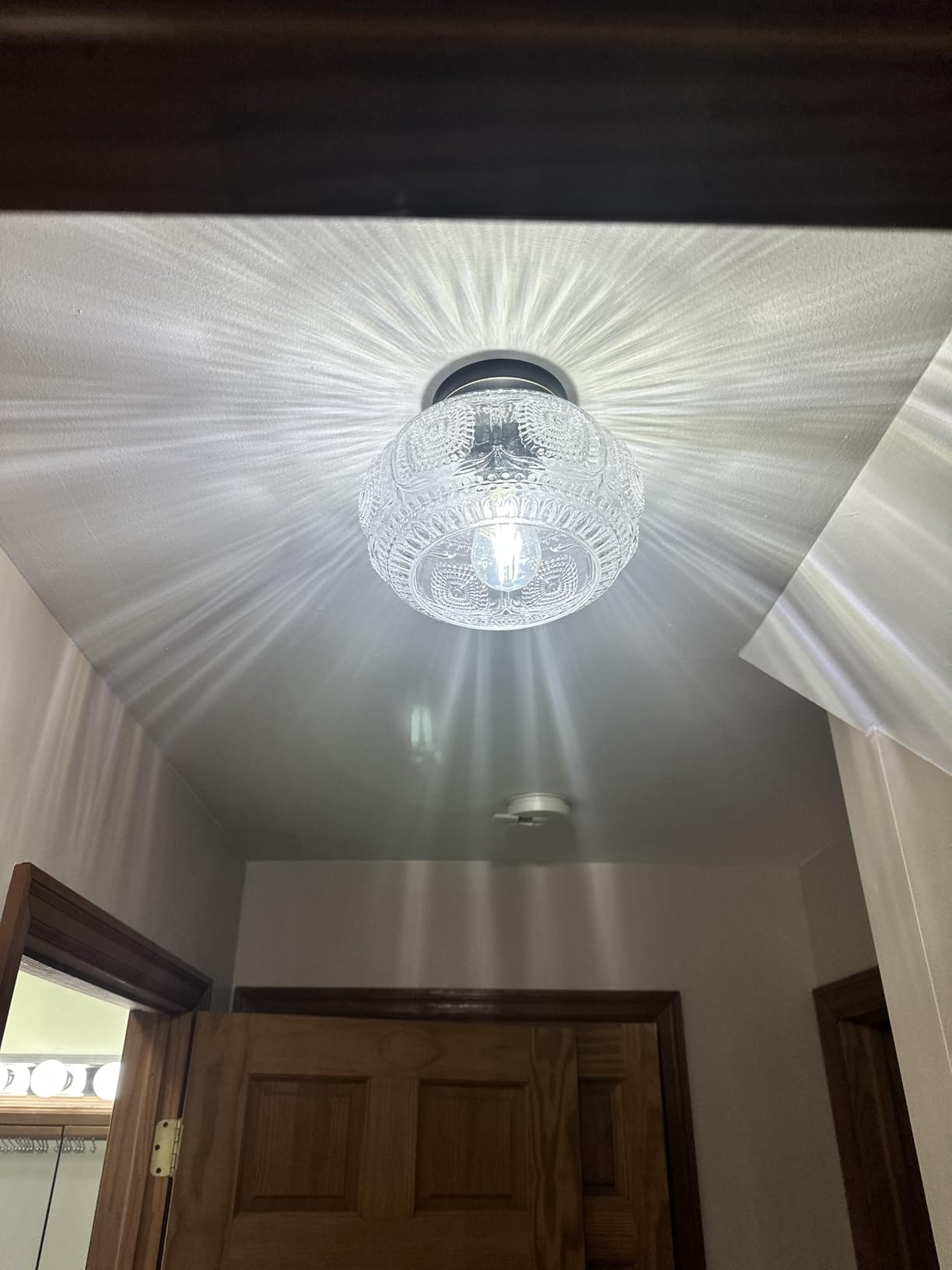 Globe Glass Semi Flush Mount Ceiling Light Fixture, Vintage Gold, Beautiful Light Shadow, Easy to Install, Bright Ambiance, Modern Lighting for Hallway Entryway Kitchen Bathroom Bedroom customer photo 2
