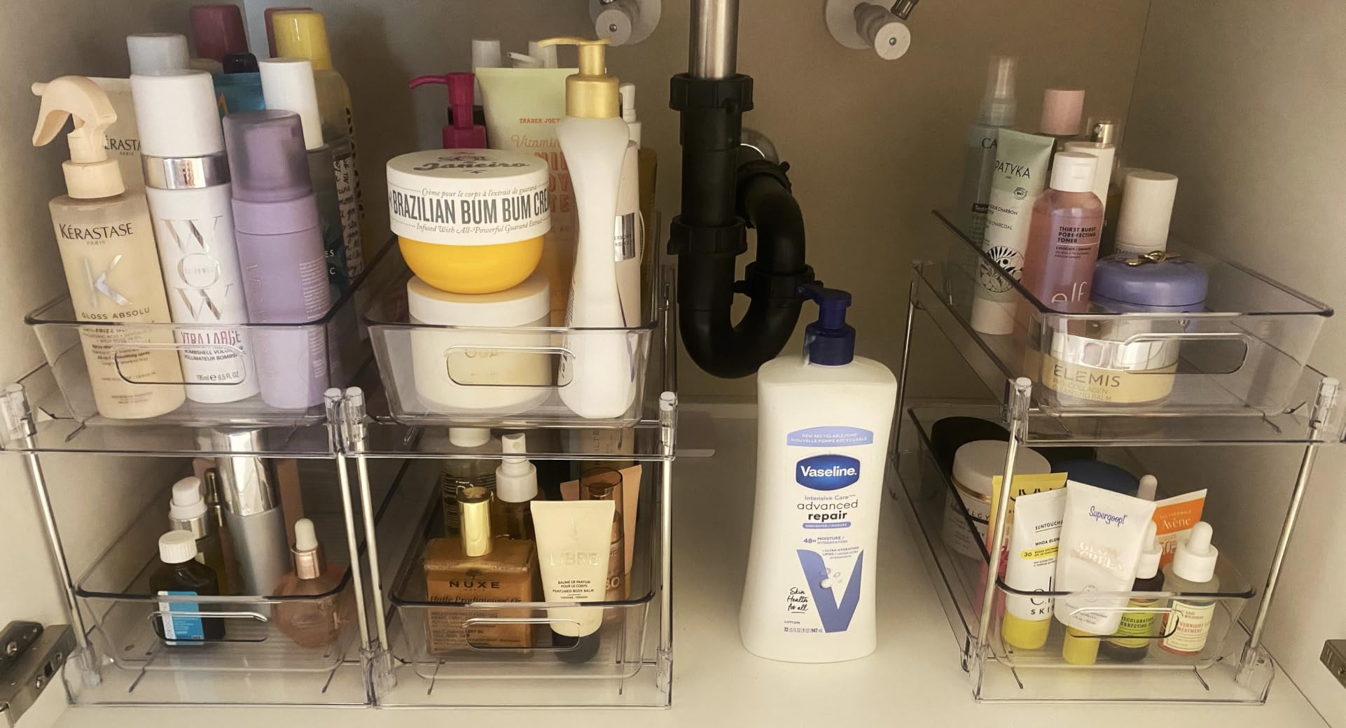 Vtopmart 4 Pack Bathroom Under Sink Organizers Organizer, 2 Tier Clear Pull-Out Organization (S-Standard) customer photo 1