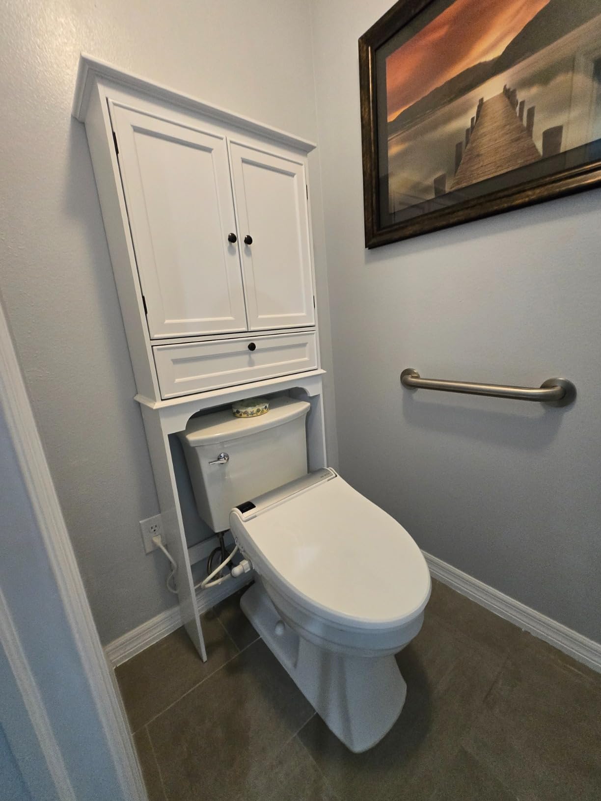 Spirich Bathroom Over the Toilet Storage Cabinet with Tilt-Out Cube, White, Space-saving Organizer for Small Bathrooms, Doors Conceal Clutter, Adjustable Shelf, Anti-Tip Device customer photo 1