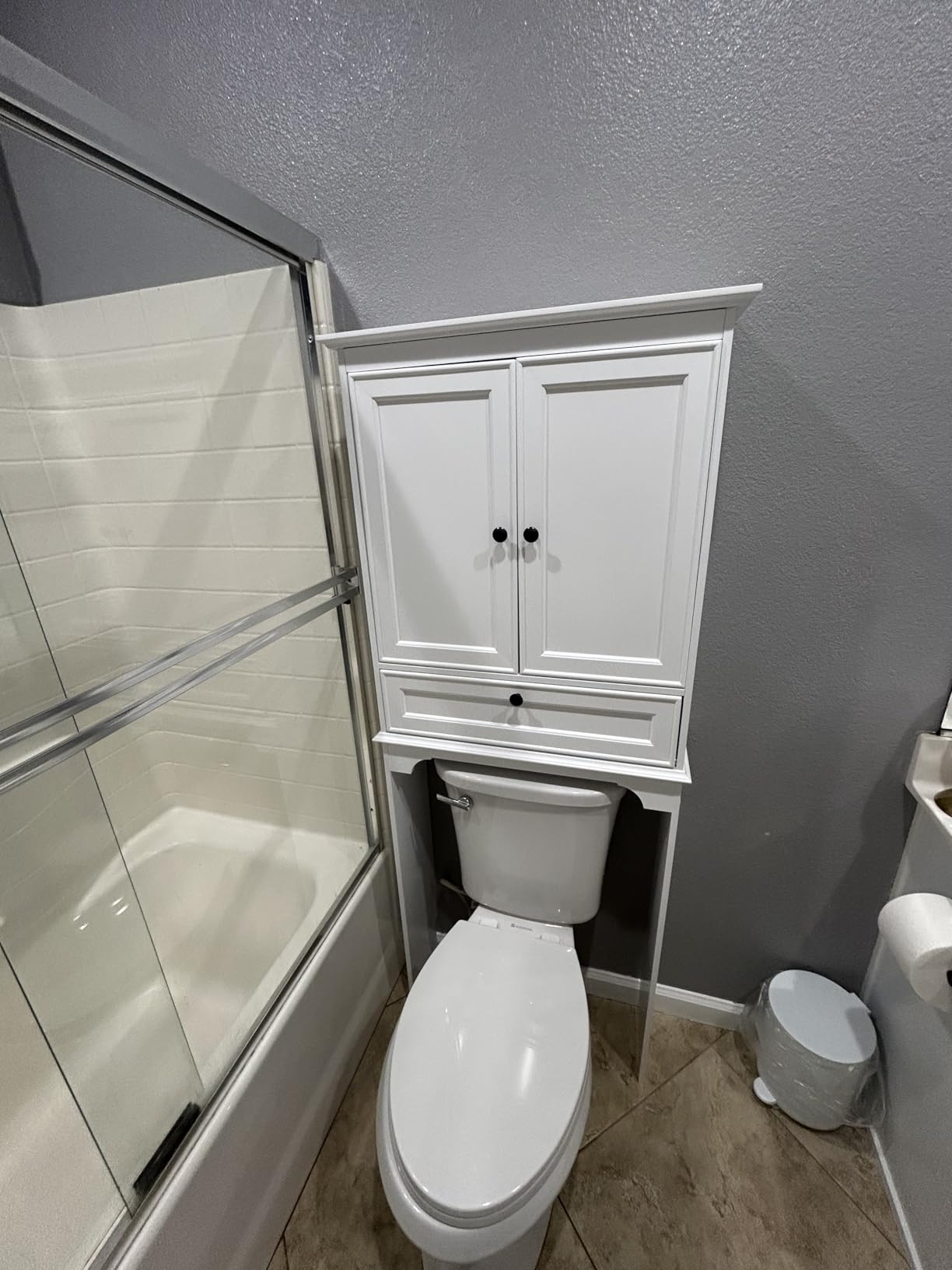 Spirich Bathroom Over the Toilet Storage Cabinet with Tilt-Out Cube, White, Space-saving Organizer for Small Bathrooms, Doors Conceal Clutter, Adjustable Shelf, Anti-Tip Device customer photo 2
