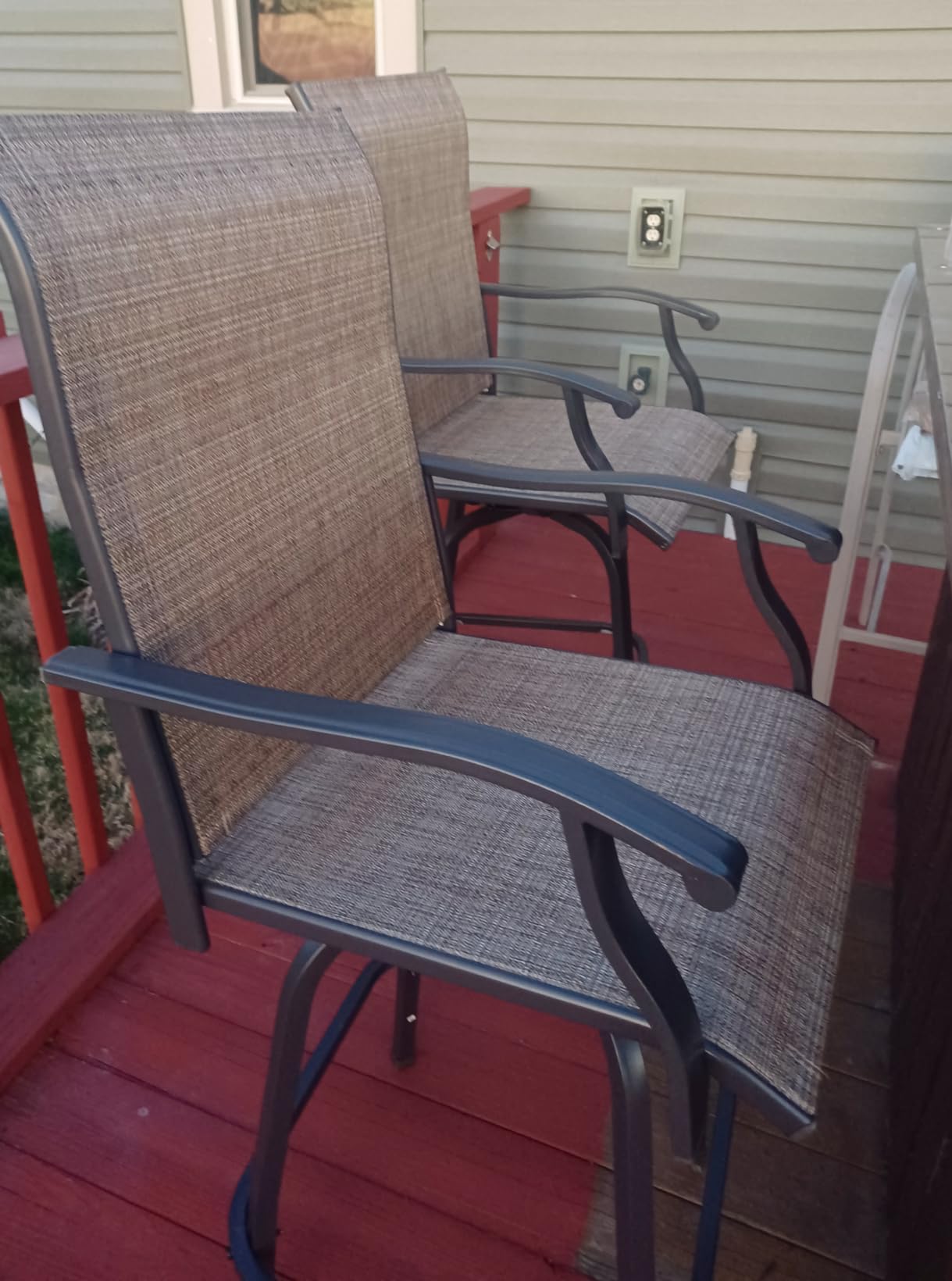 Devoko Patio Swivel Bar Set 3 Pieces | Patio High Top Bar Table and Stools Chairs Set Textilene Sling Fabric Outdoor Bar Stools Set of 2 for Garden, Balcony customer photo 1