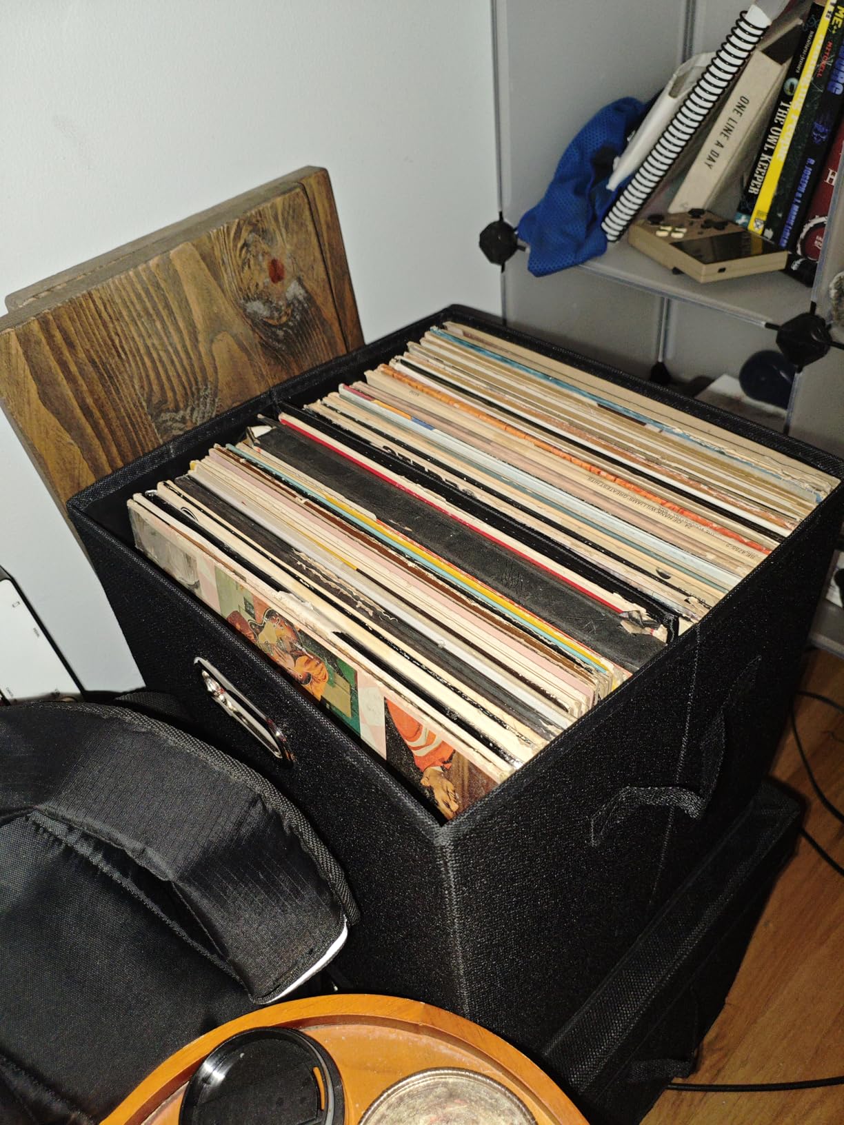 Sturdy Vinyl Record Storage Box - Album Storage Holds up 50+ Single Record | LP Storage Organizer Crate With Lid, Decorative Moving Box For Records customer photo 1