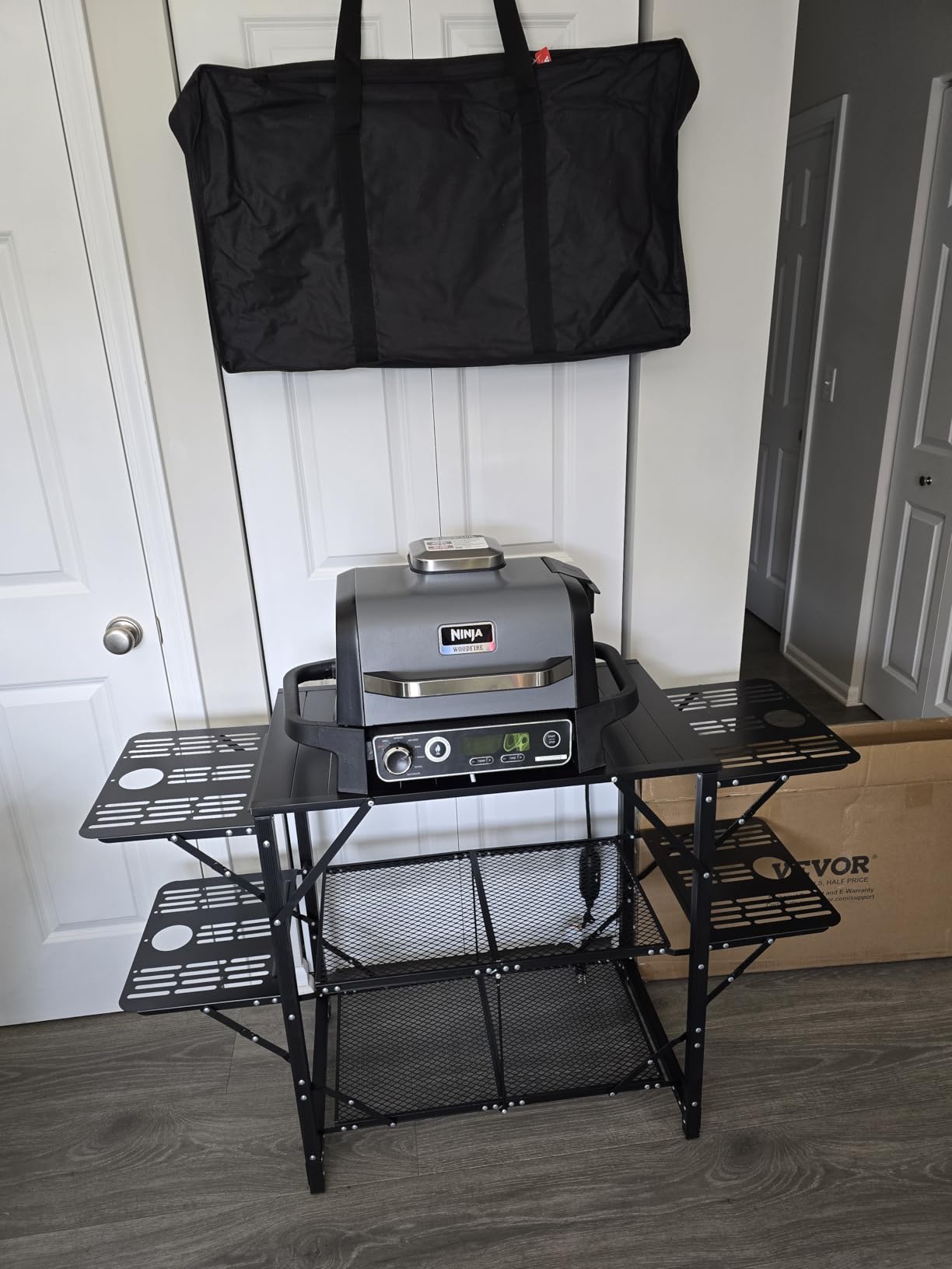 VEVOR Camping Kitchen Table, Aluminum Folding Portable Outdoor Cook Station with 4 Iron Side, 2 Shelves & Carrying Bag, Quick Installation for Picnic BBQ Beach Traveling customer photo 1
