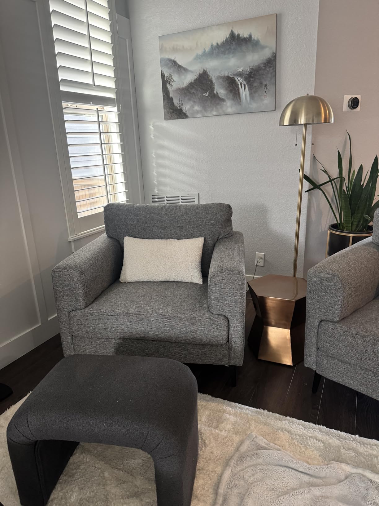 CDCASA Accent Chair, Linen Fabric Oversized Mid Century Modern Chair Set of 1, Comfy Upholstered Armchair Reading Accent Chairs Sofa Chairs for Bedroom Living Room, Light Brown customer photo 2