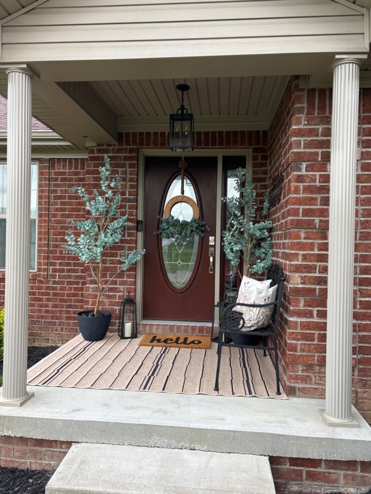 Large Outdoor Indoor Pendant Light 2-Light, Modern Black Metal Outside Chandelier Exterior Hanging Fixture Ceiling Mount with Clear Glass Shade for Front Porch Entrance Foyer Entryway (Bulb Included) customer photo 2