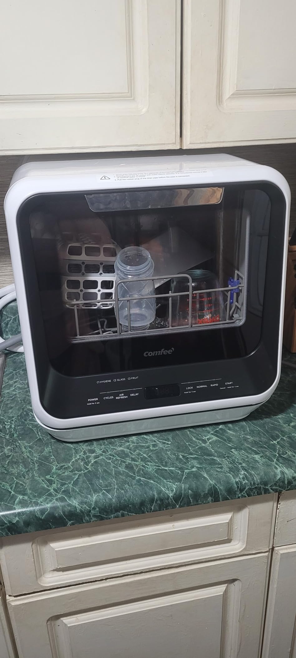COMFEE' Portable Dishwasher Countertop with 5L Built-in Water Tank, No Hookup Needed, 6 Programs, 360° Dual Spray, 192℉ High-Temp& Air-Dry Function, Mini Dishwasher for RVs, White customer photo 1