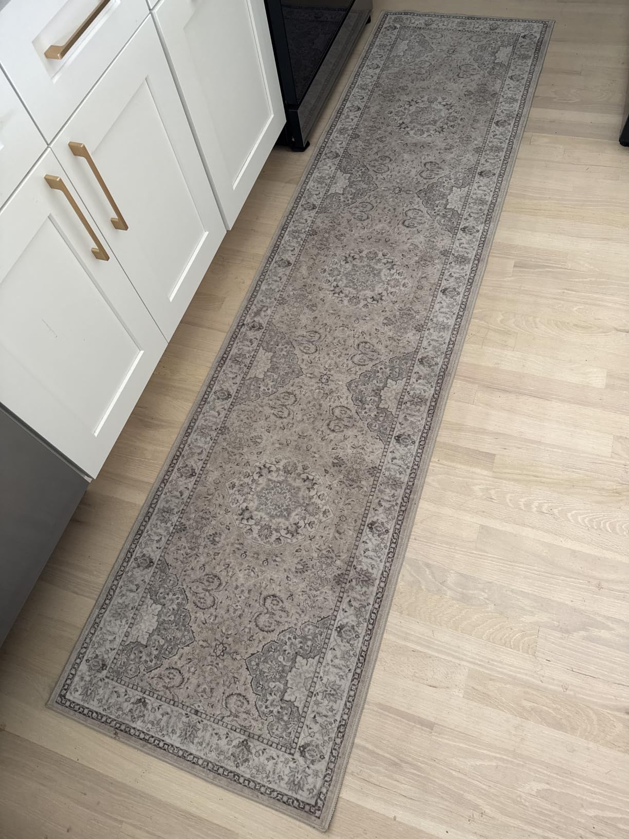 Hallway Washable Runner Rug - 2'6x12 Kitchen Rugs Entryway Rug Runner Vintage Soft Floor Mat Non Slip Indoor Farmhouse Carpet for Bathroom Living Room Bedroom (2'6''x12', Beige) customer photo 1