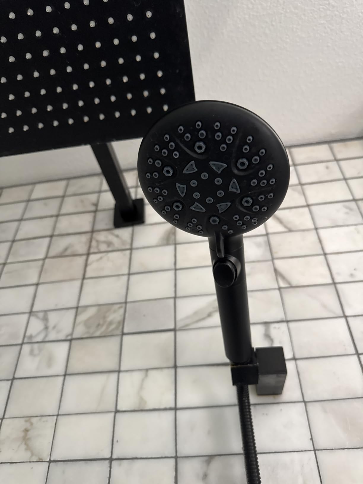 GwernKB Handheld Shower Head with On Off Switch 8-Mode High Pressure Showerhead with 79 Inches Extra-long Stainless Steel Hose and Bracket PLUS Extra Low-Reach Adhesive Wall Mount for Kids, Silver customer photo 2