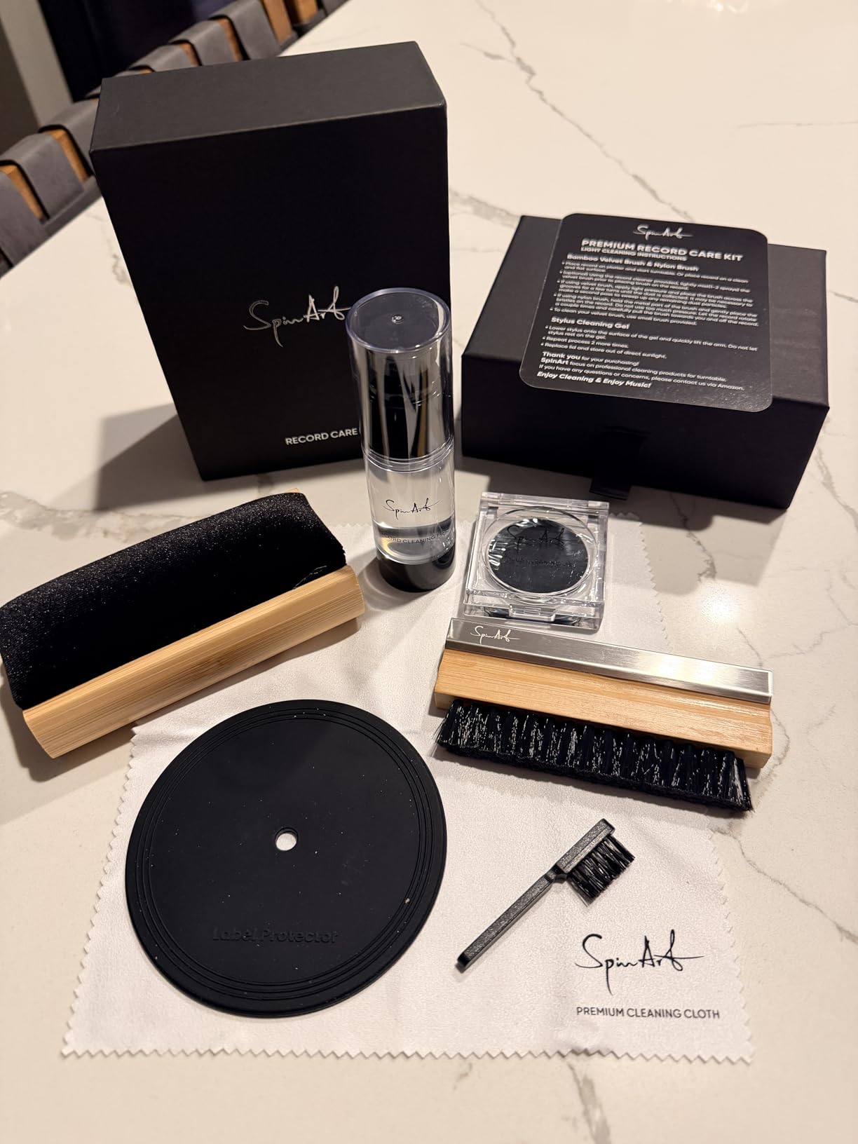 Vinyl Record Cleaner Vinyl Record Cleaning Kit 8-in-1, Includes Soft Velvet & Microfiber Brushes, LP Cleaning Solution, Turntable Stylus Gel, Microfiber Cloth, Label Protector & Storage Box customer photo 1