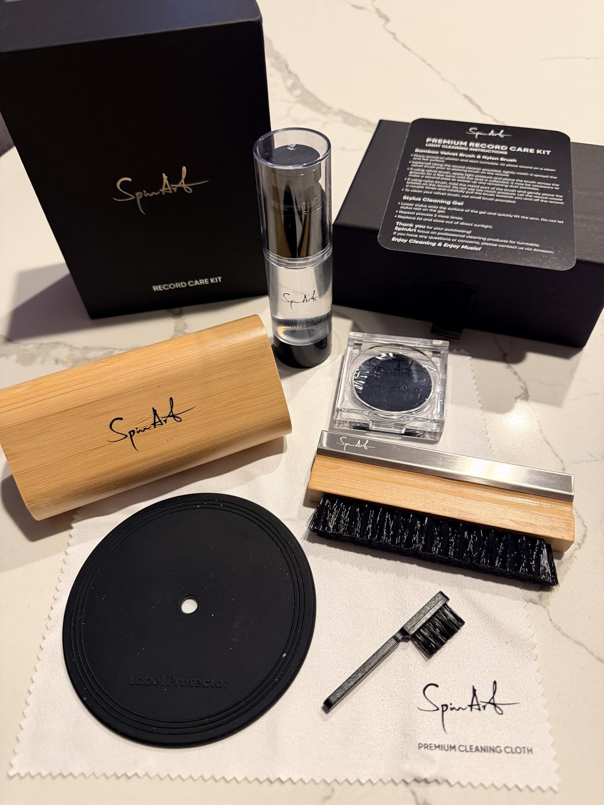 Vinyl Record Cleaner Vinyl Record Cleaning Kit 8-in-1, Includes Soft Velvet & Microfiber Brushes, LP Cleaning Solution, Turntable Stylus Gel, Microfiber Cloth, Label Protector & Storage Box customer photo 2