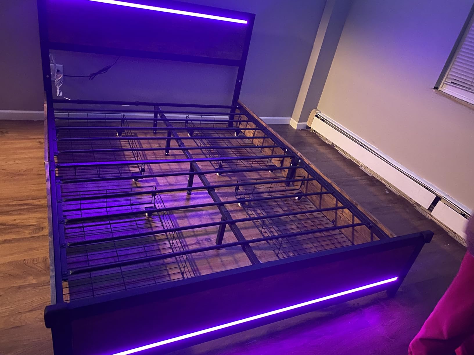 Ailisite Full Size Bed Frame with Storage and 4 Drawers, Rustic Bed Frame Full Size with Headboard and Charging Station and Led Lights, Wood Platform Bed Frame No Box Spring Needed, Noise Free, Brown customer photo 2