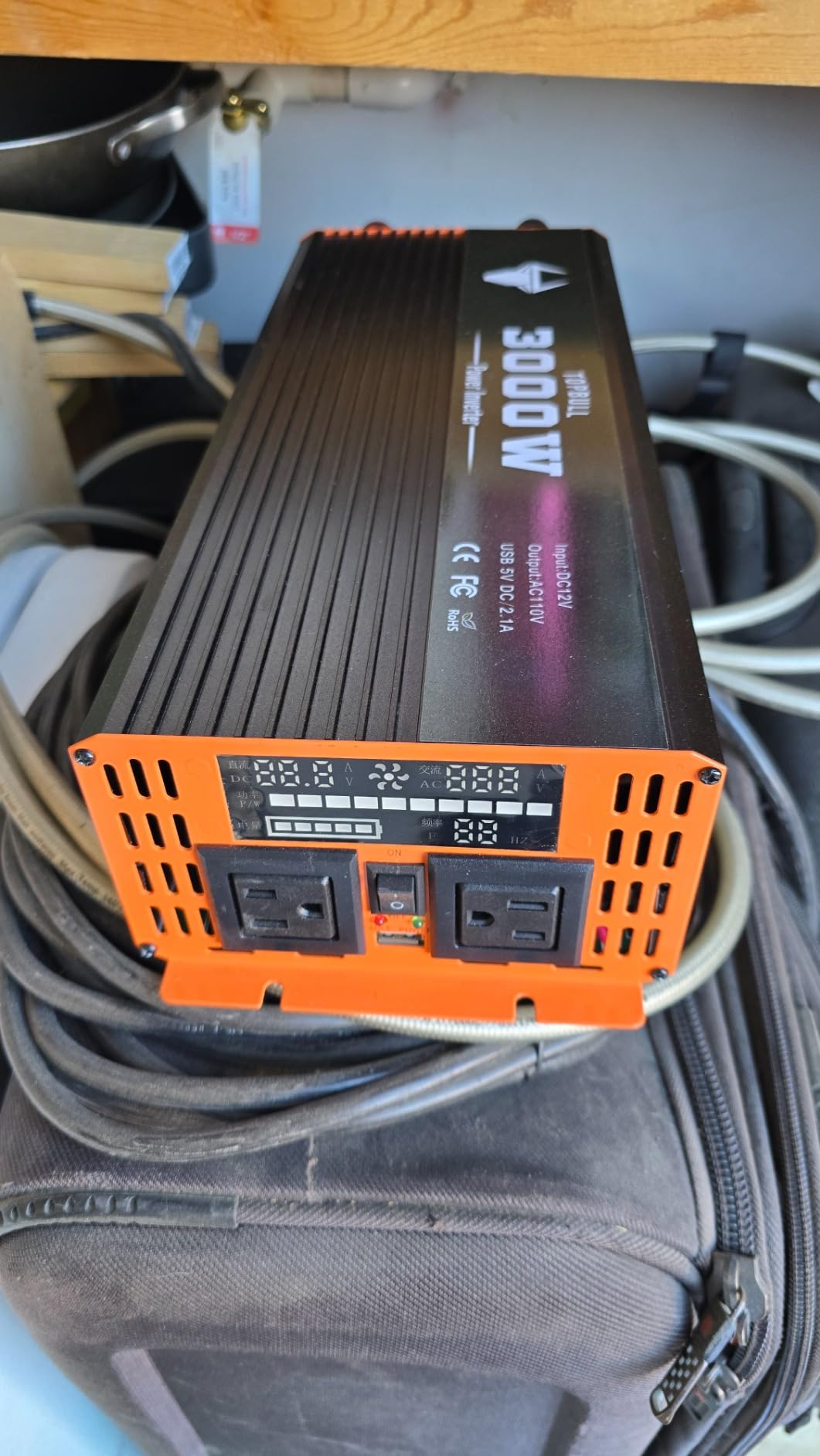 3000 Watt Power Inverter, Car/Home 12V DC to 110V/120V AC Car Converter with 200ft Remote Control, LED Display, Dual AC Outlets, USB Port, Dual Smart Fans, Cables Included, Suitable for Home, RV customer photo 2