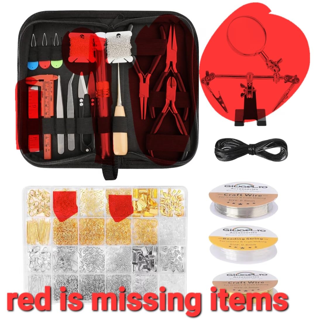 Giwaelro Jewelry Making Kit for Adults, Jewelry Making Supplies with Pliers, Wires, Findings, Necklace Chains, Magnifier and Storage Bag customer photo 2