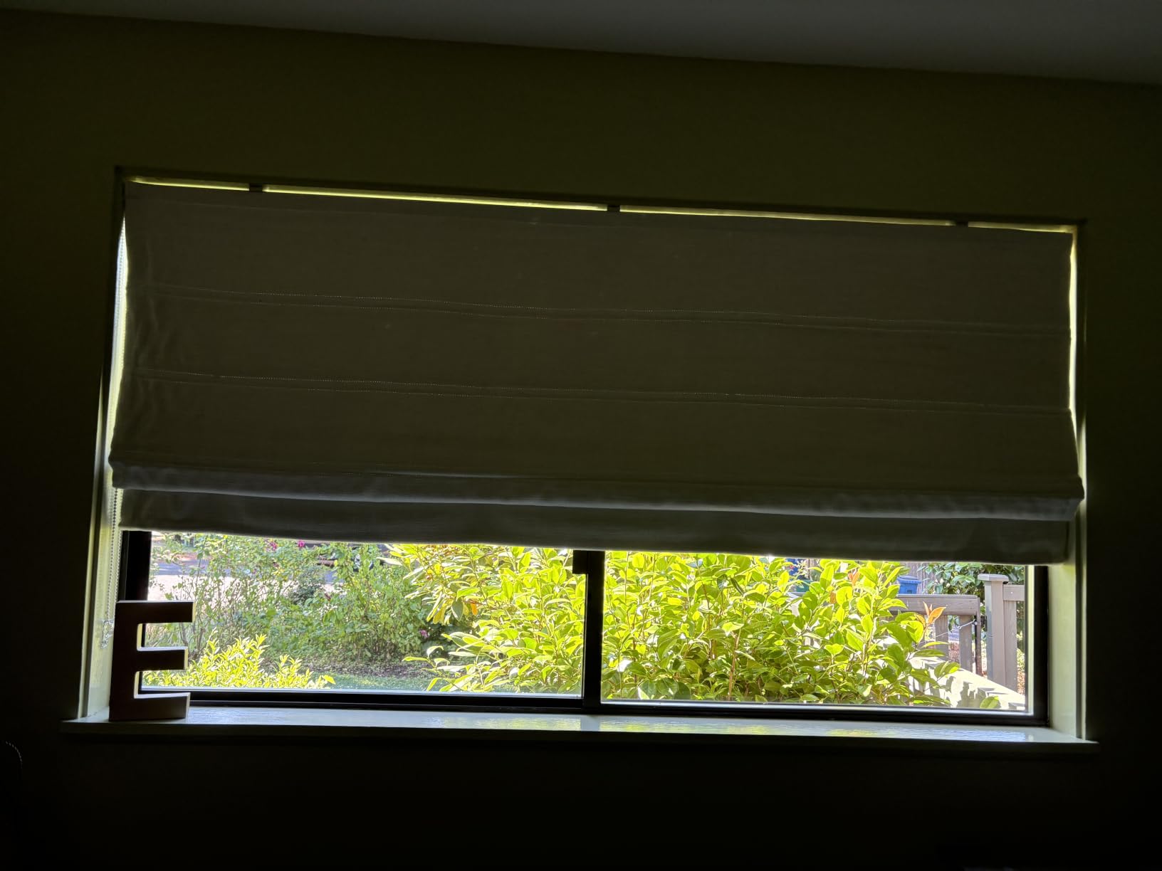 Cordless Linen Roman Shades, Natural Custom Fabric Room Darkening Roman Window Shades for Kitchen Windows customer photo 1