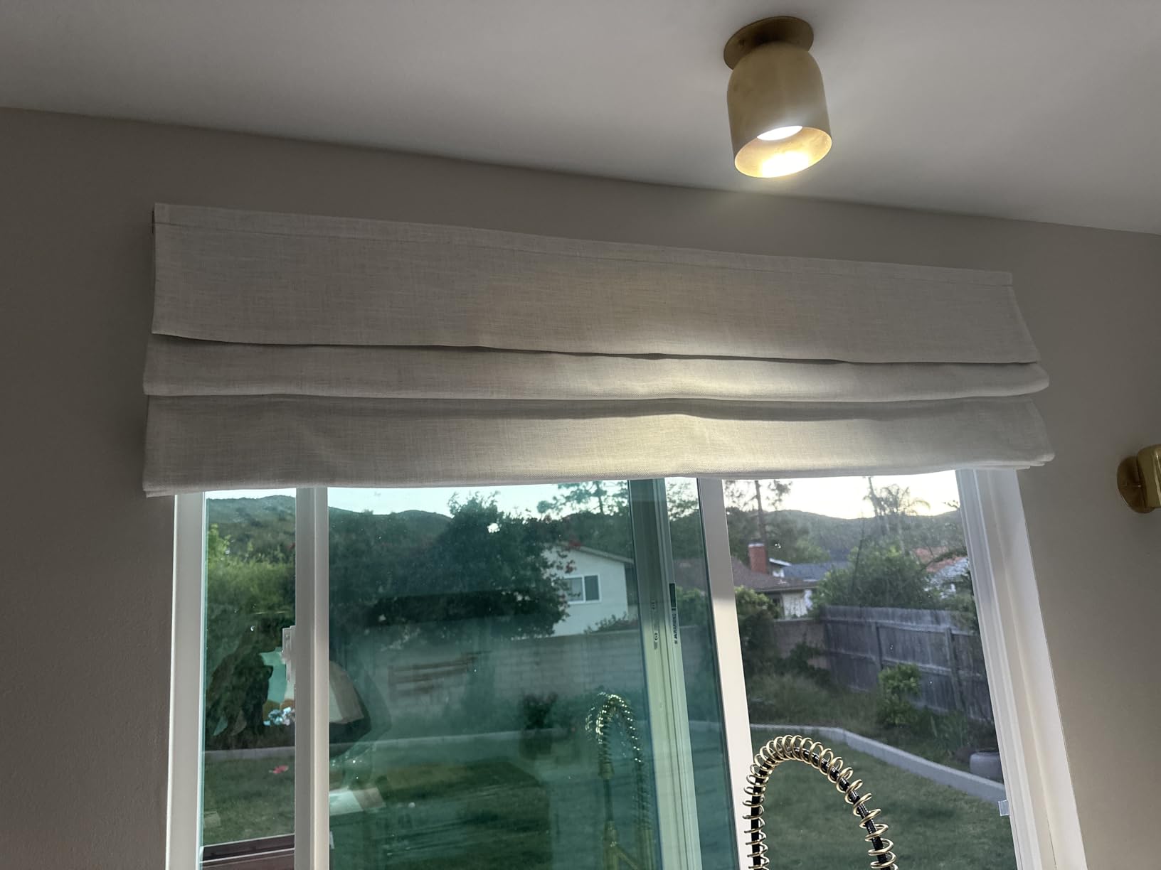 Cordless Linen Roman Shades, Natural Custom Fabric Room Darkening Roman Window Shades for Kitchen Windows customer photo 2