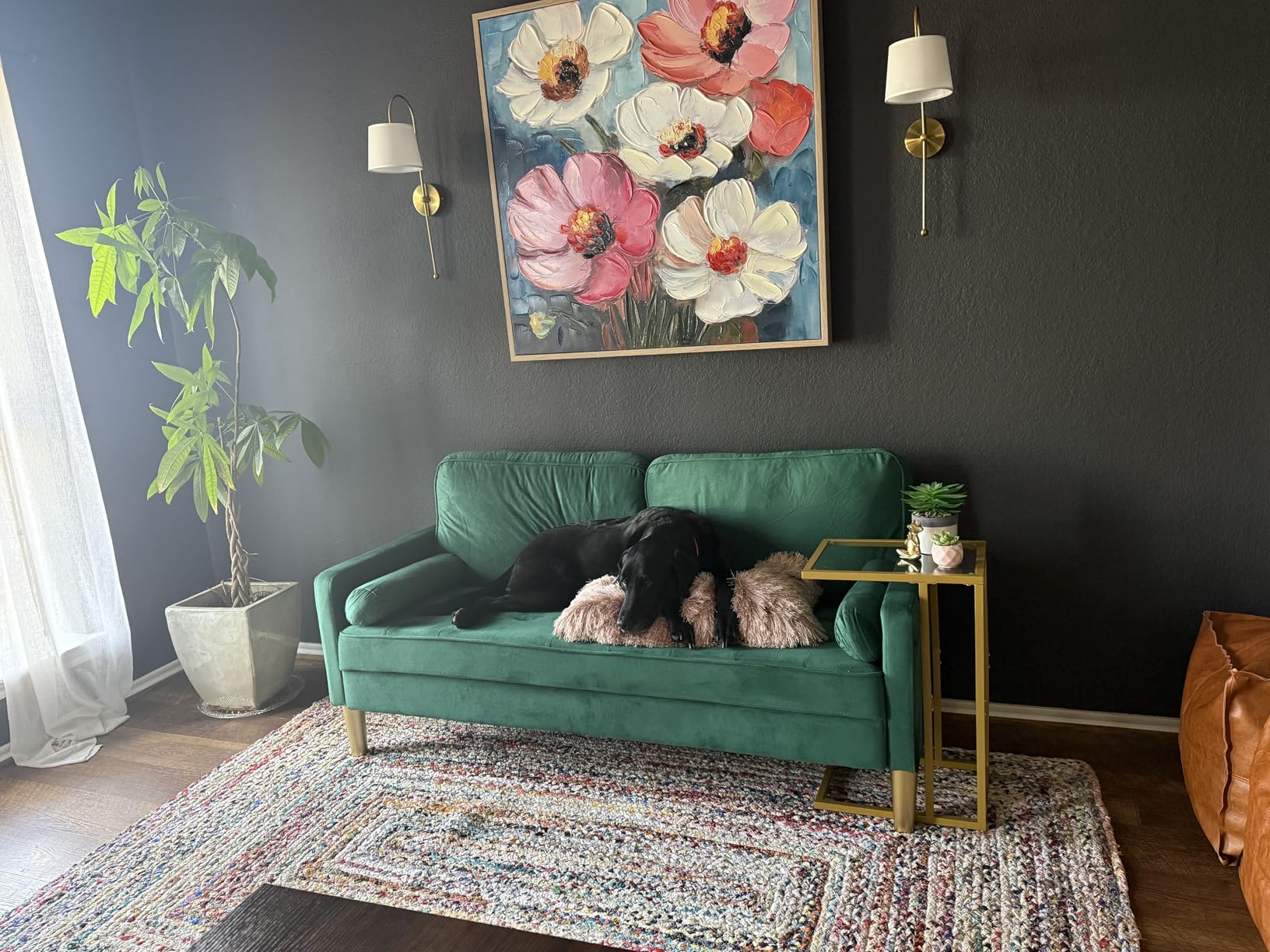 Velvet Loveseat Sofa, Mid Century Modern Small Love Seats Furniture Comfy Couch for Living Room, Upholstered 2 Seater Sofa for Small Apartment (Green, 66.9 Inch) customer photo 1