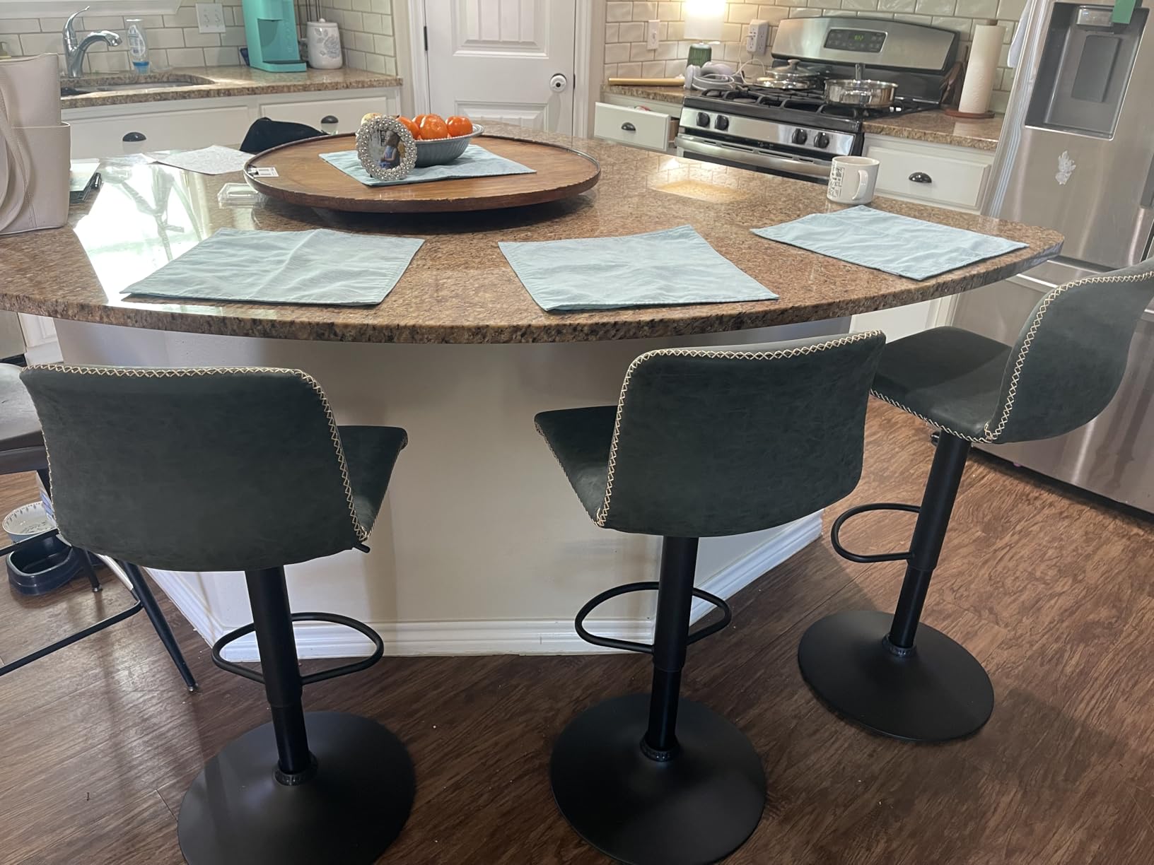 HeuGah Swivel Bar Stools Set of 4, Counter Height Bar Stools with Back, Adjustable Bar Stools 24