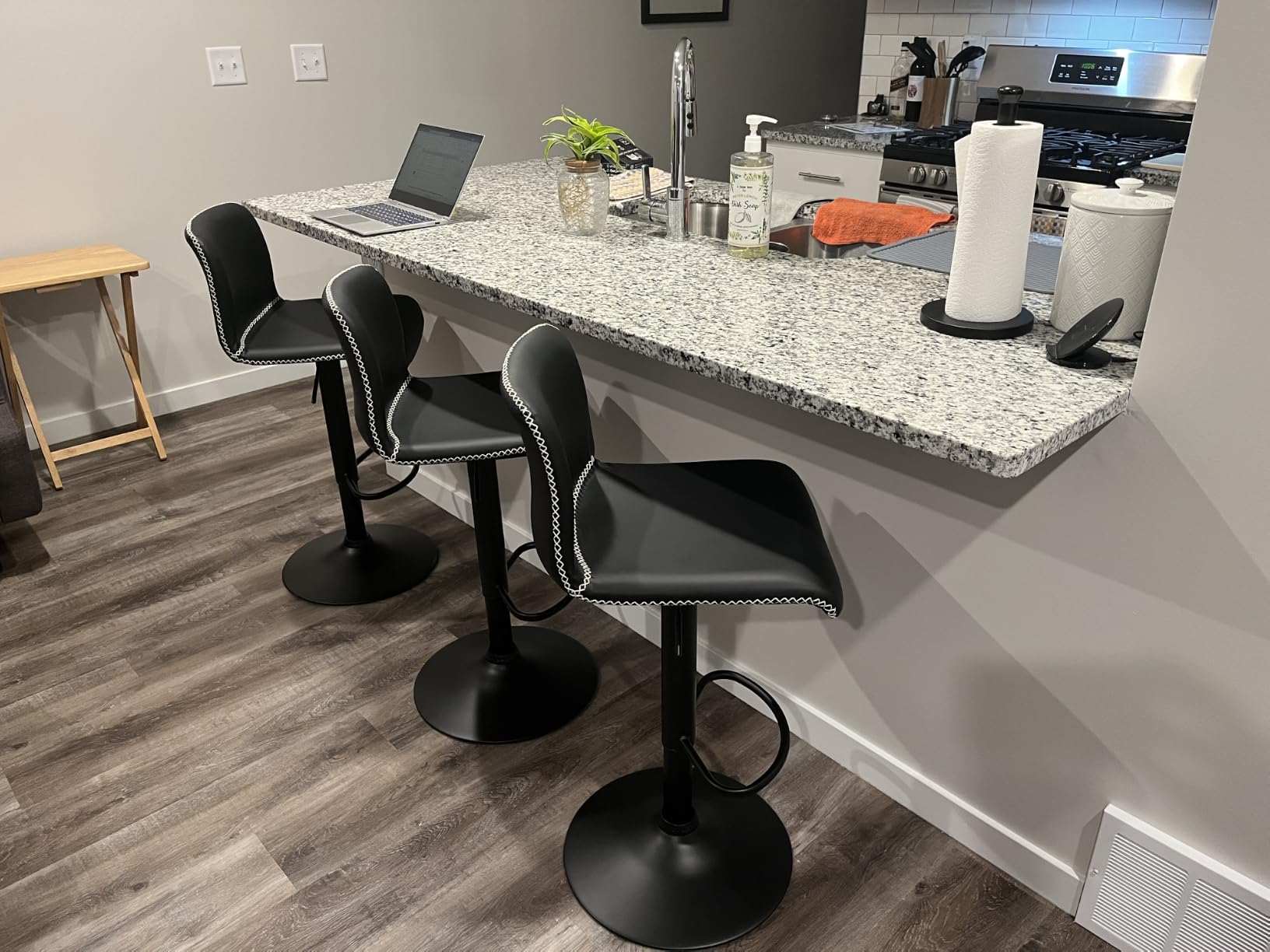 HeuGah Swivel Bar Stools Set of 4, Counter Height Bar Stools with Back, Adjustable Bar Stools 24