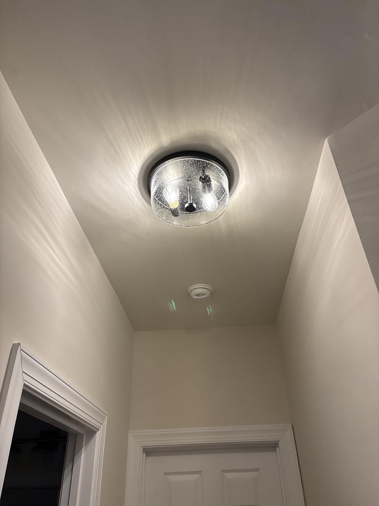 Black Flush Mount Ceiling Light Fixtures, 2-Light Ceiling Mount for Farmhouse with Seeded Glass Lampshade, Industrial Flush Mount Light Fixture Farmhouse for Hallway, Kitchen, Entryway and Foyer customer photo 2