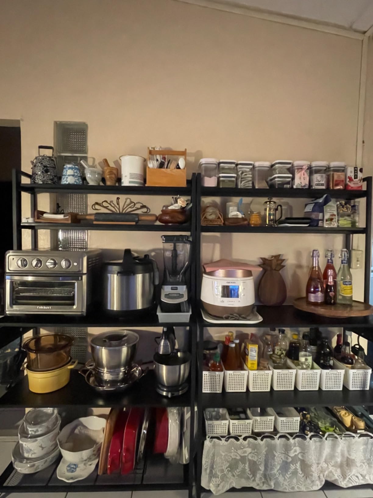 Denkee Large Bakers Rack with Power Outlets, 38 Inch Microwave Stand with Storage, 5-Tier Coffee Bar Stand, Industrial Kitchen Shelf Rack, Rustic Brown customer photo 1