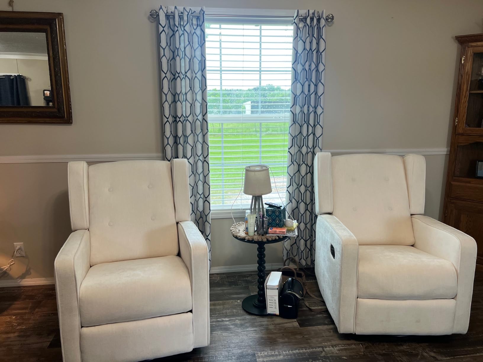 CANMOV Swivel Rocker Recliner Chair, Nursery Glider Chair, Nursery Rocking Chairs, Manual Reclining Chair, White customer photo 1