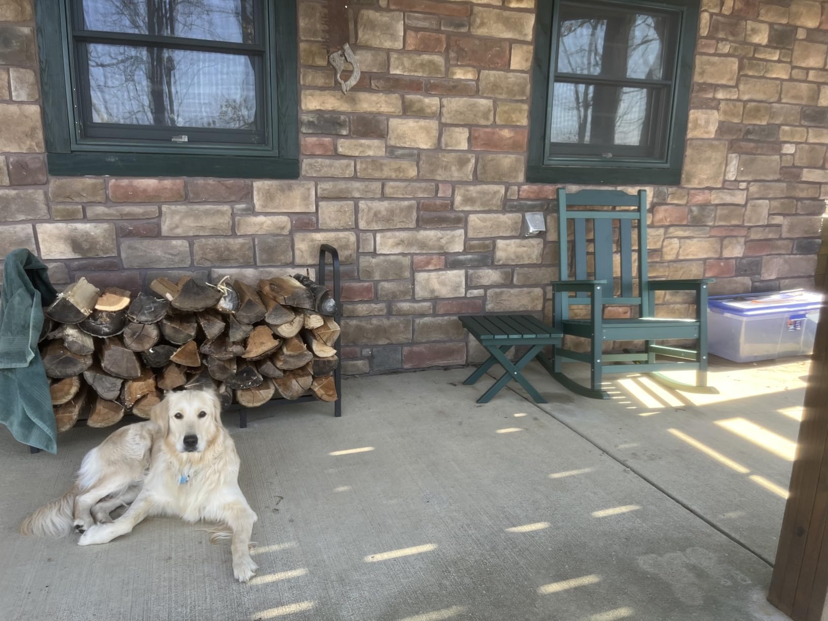 4ft Firewood Rack Holder, Adjustable Heavy Duty Fire Log Stacker Stand for Fireplace, Outdoor Indoor Metal Wood Pile Storage Organizer, Black customer photo 1