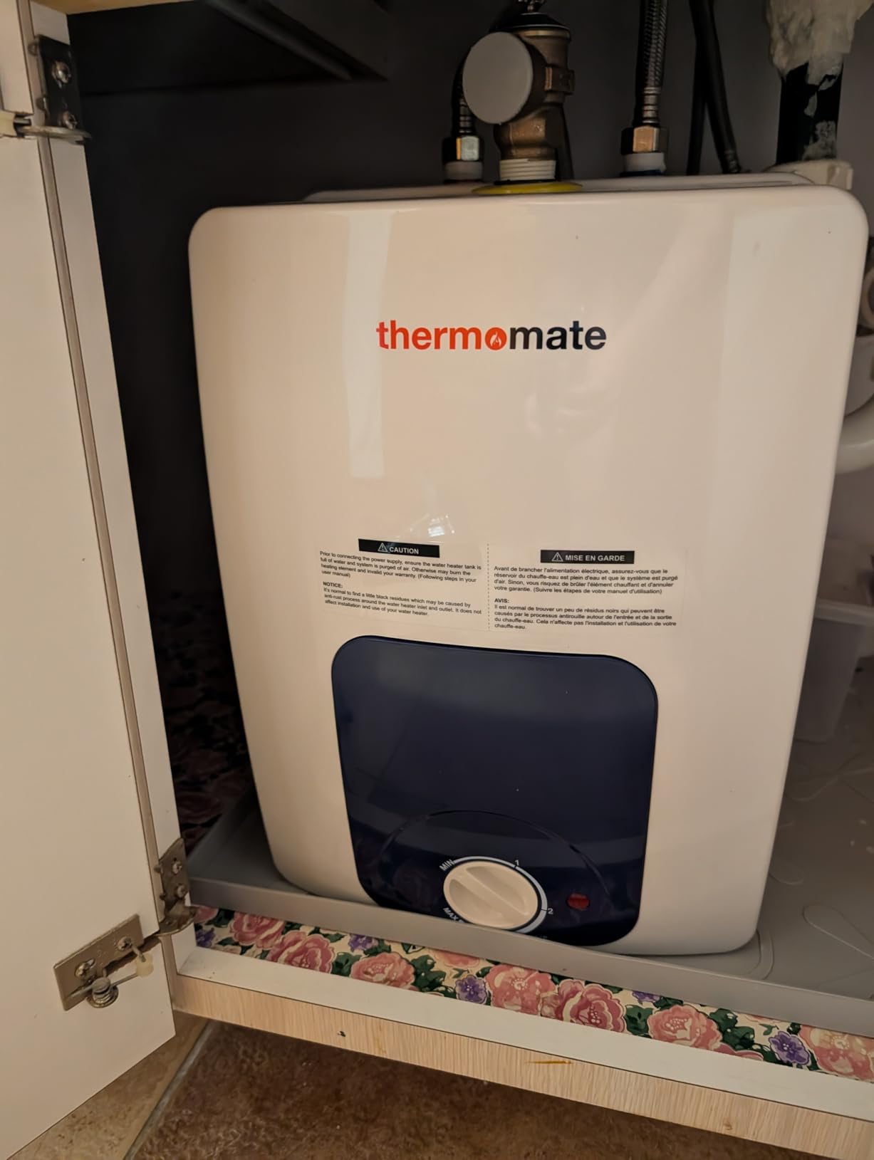 ThermoMate Mini Tank Water Heater Electric, ES250B 2.5 Gallon Point of Use Under Sink Water Heater, 120V Corded Wall or Floor Mounted, UL Listed customer photo 1