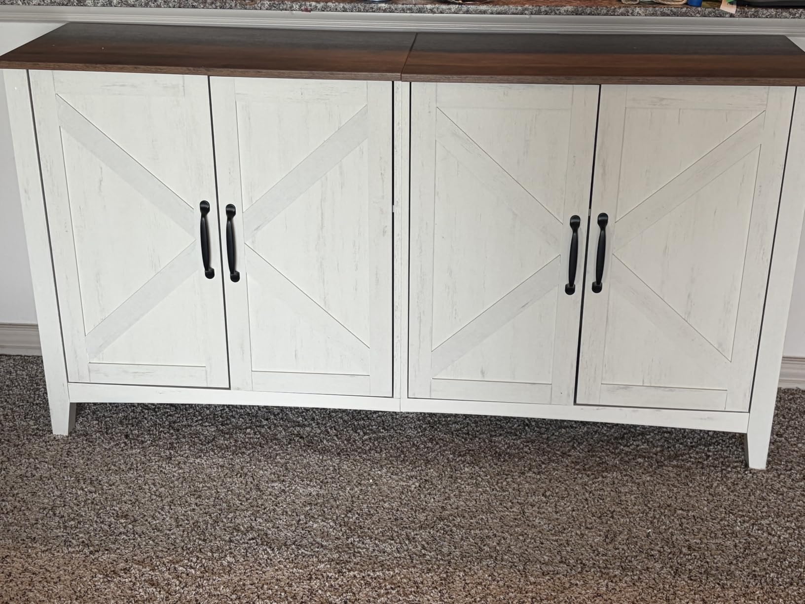 VASAGLE LIRY Collection - Buffet Cabinet, Coffee Bar Cabinet with a Drawer, Adjustable Shelf, Sideboard Storage with Cable Hole, Drawer Divider, Rustic White and Honey Brown UBBK341W01V1S customer photo 1