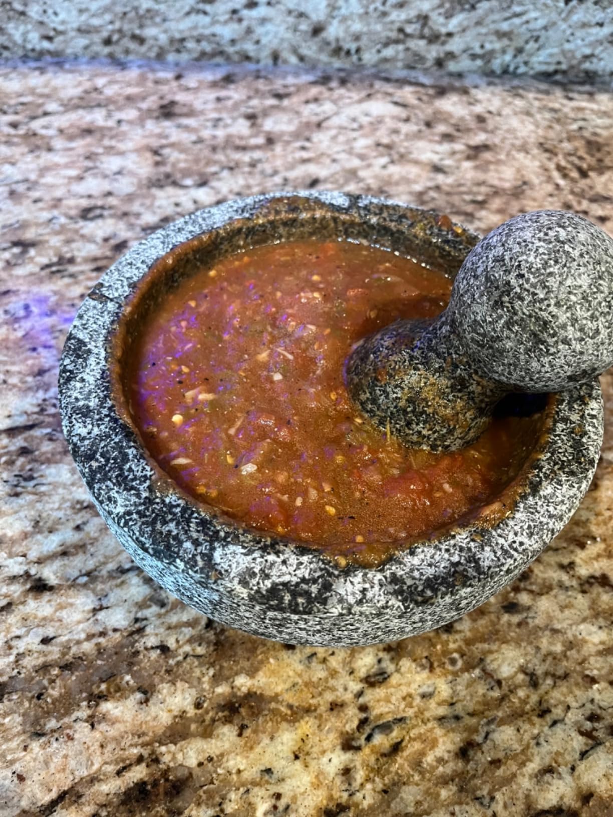 PriorityChef Granite Mortar and Pestle Set - 8 Inch Natural Stone Molcajete Mexicano for Spices, Seasonings, Pastes - Pestle and Mortar Bowl for Fresh Guacamole, Salsa, Pesto, Large, Grey customer photo 1