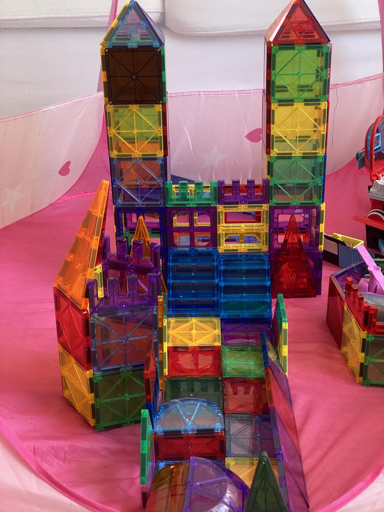 Magnetic Tiles, 130PCS Magnetic Blocks with 2 Cars for Kids | Magnet Tiles 3D Clear Building Blocks Set, STEM Sensory Educational Toys Gift for Toddlers Boys 3 4 5 6 7 8 9 10 11+ Year Old customer photo 1