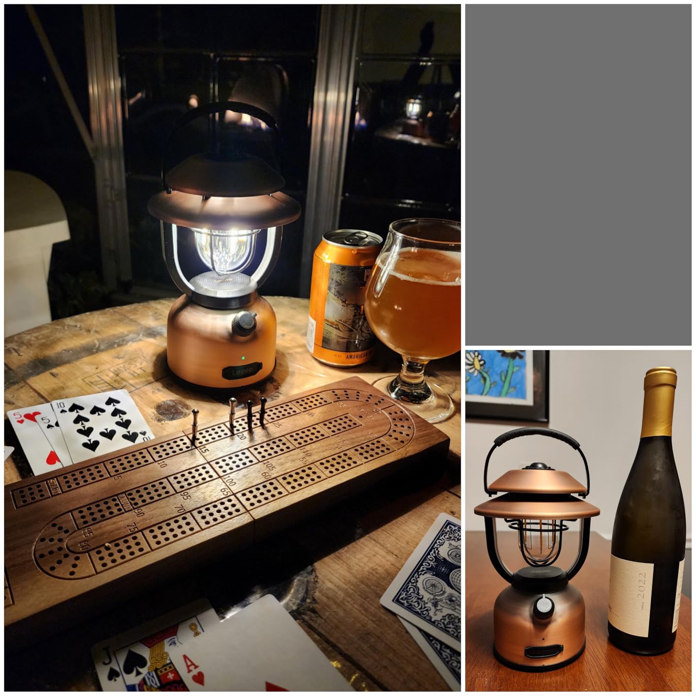 Vintage LED Camping Lantern Rechargeable, 15000mAh, 1000LM Stepless Dimming, Dual Color Temp 2500K & 5000K, IPX4 Waterproof Retro Railroad Lantern customer photo 1