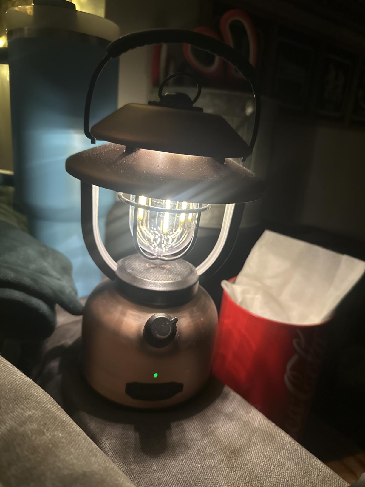 Vintage LED Camping Lantern Rechargeable, 15000mAh, 1000LM Stepless Dimming, Dual Color Temp 2500K & 5000K, IPX4 Waterproof Retro Railroad Lantern customer photo 2