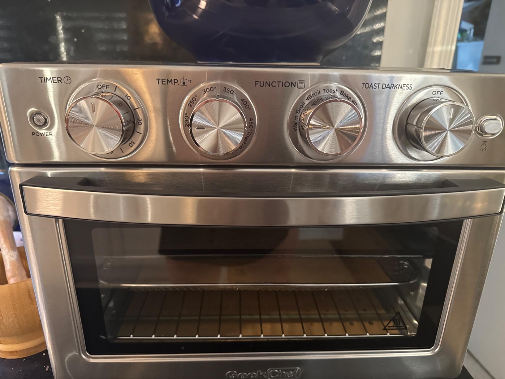 Geek Chef Air Fryer Toaster Oven 26 QT, Large AirFryer Convection Countertop Oven Combo with Easy Bake, Roast, Broil, Warm, 6 Slice Toast 7-in-1 Functions, 3 Layers with 4 Accessories, Stainless Steel customer photo 1