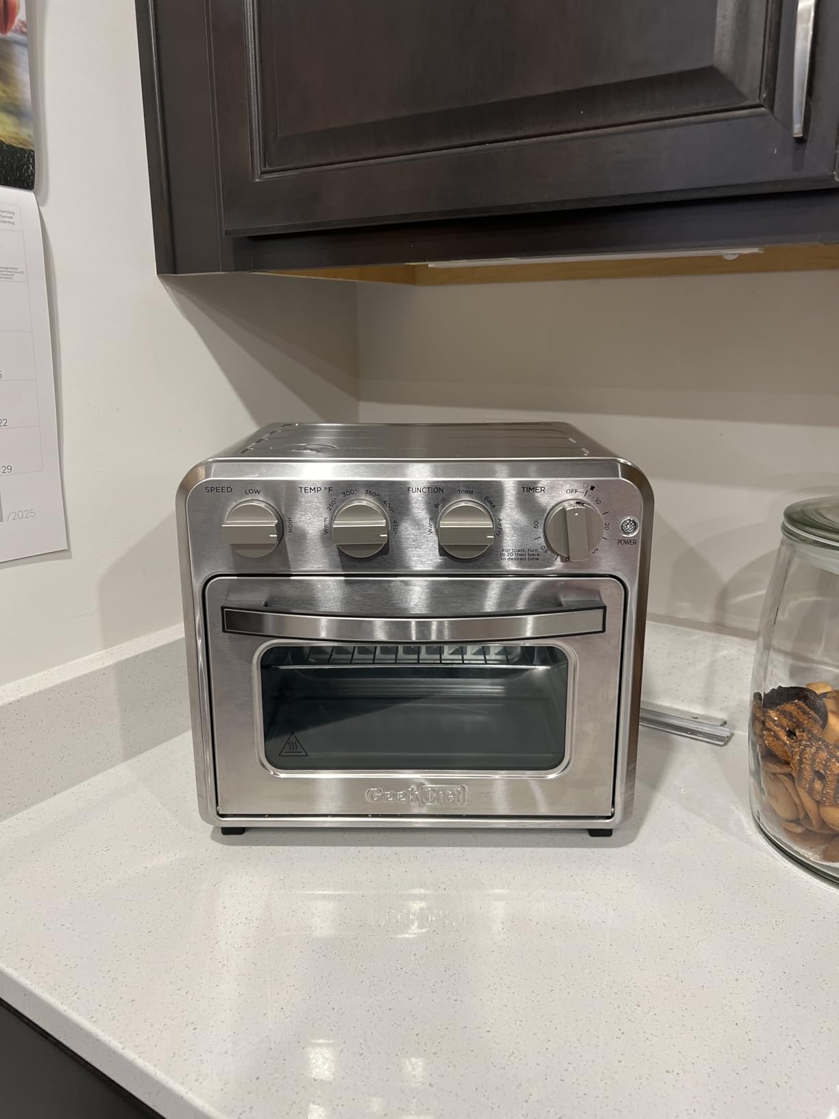 Geek Chef Air Fryer Toaster Oven 26 QT, Large AirFryer Convection Countertop Oven Combo with Easy Bake, Roast, Broil, Warm, 6 Slice Toast 7-in-1 Functions, 3 Layers with 4 Accessories, Stainless Steel customer photo 2