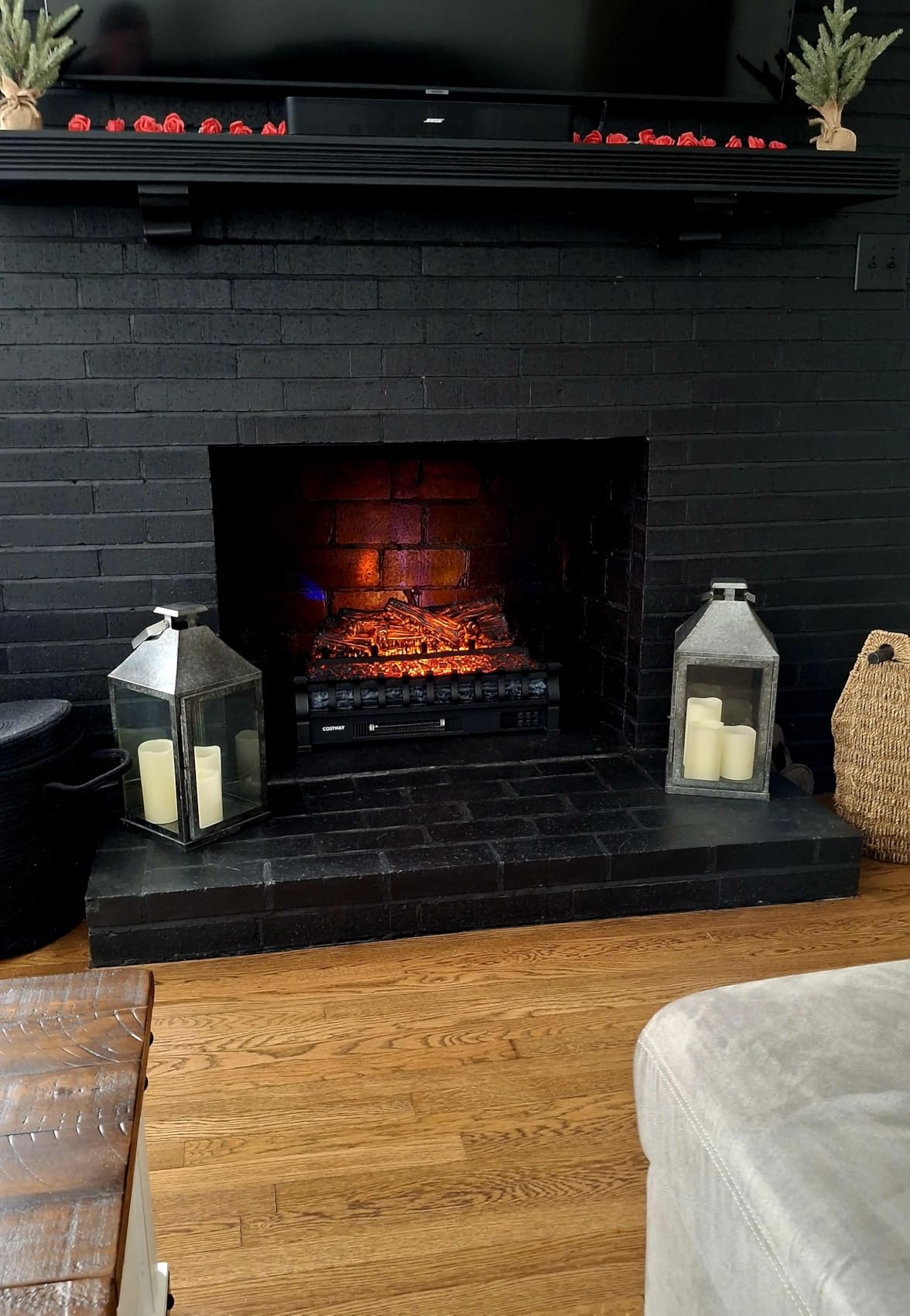 ORALNER Electric Fireplace Insert Pinewood Log Set (26 INCHES) | Infrared Quartz Heater w/ Remote, 8H Timer, Adjustable Flame Colors, Realistic Logs for Existing Fireplaces, 1500W, Black customer photo 1