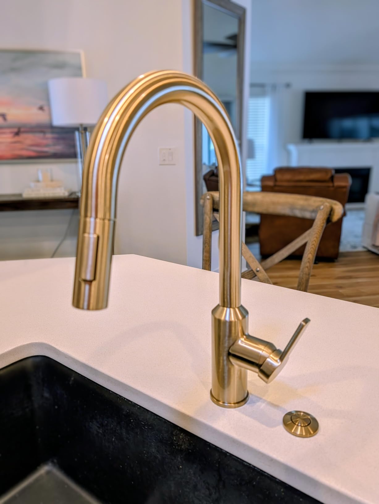 KRAUS Oletto Touchless Sensor Pull-Down Single Handle Kitchen Faucet in Spot-Free Antique Champagne Bronze, KSF-2830SFACB customer photo 2