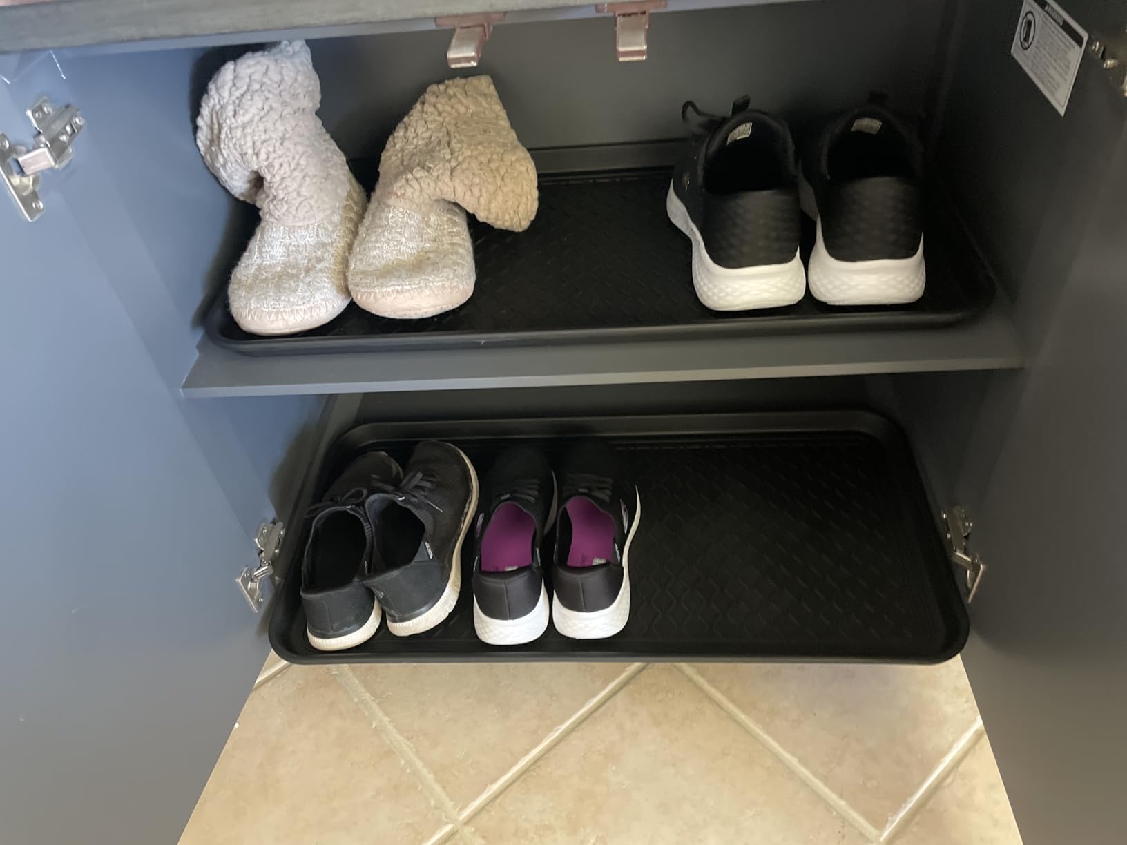 Large Multifunctional Boot Tray 2 Pack Boot Mat Washable Indoor or Outdoor Tray Mat for Shoes Boots Plants Pots Paint Tins Pet Bowls Car Storage, 30 x 15 x 1.2 Inches (Brown) customer photo 2